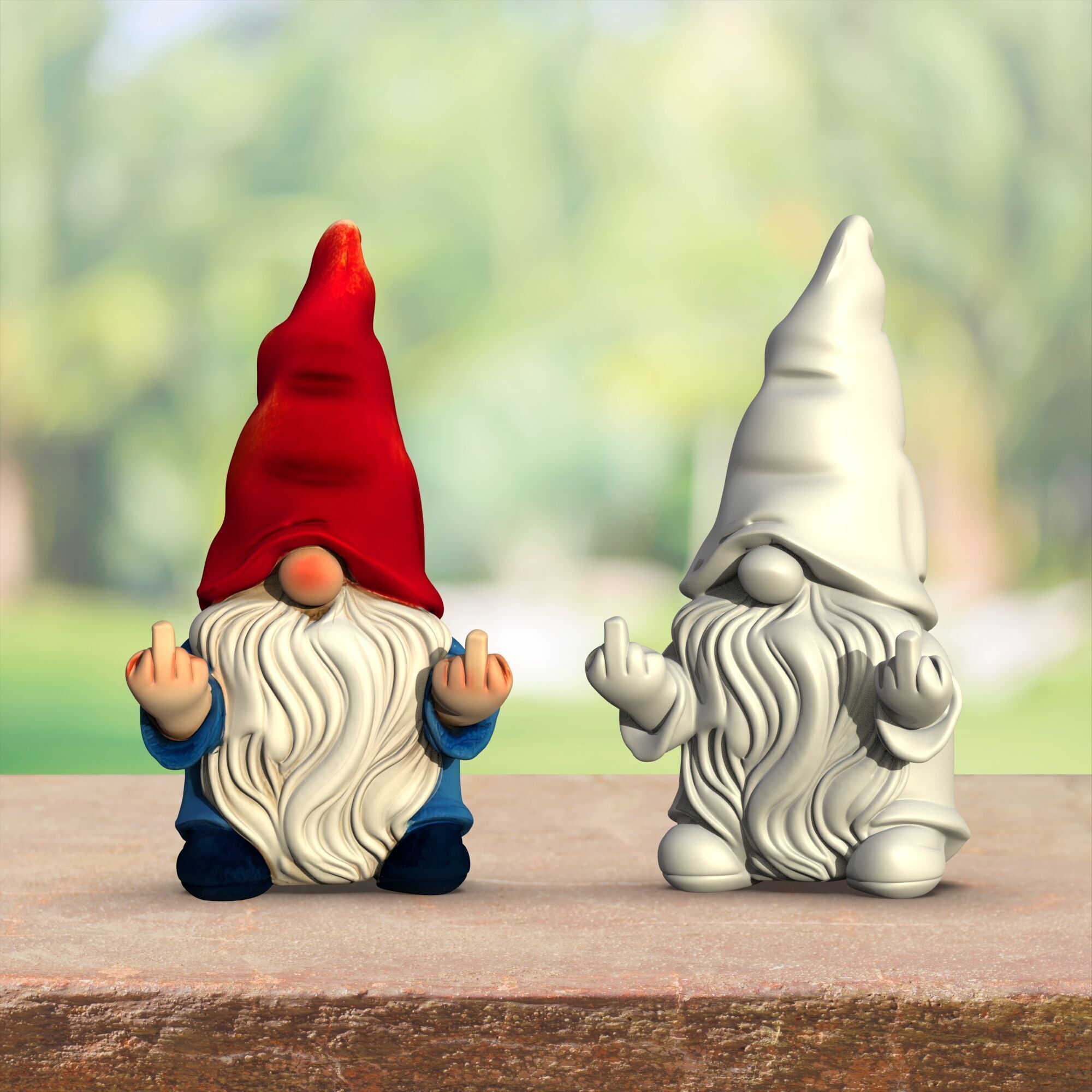 Garden Gnome Figures 3 pcs 3D print model_5
