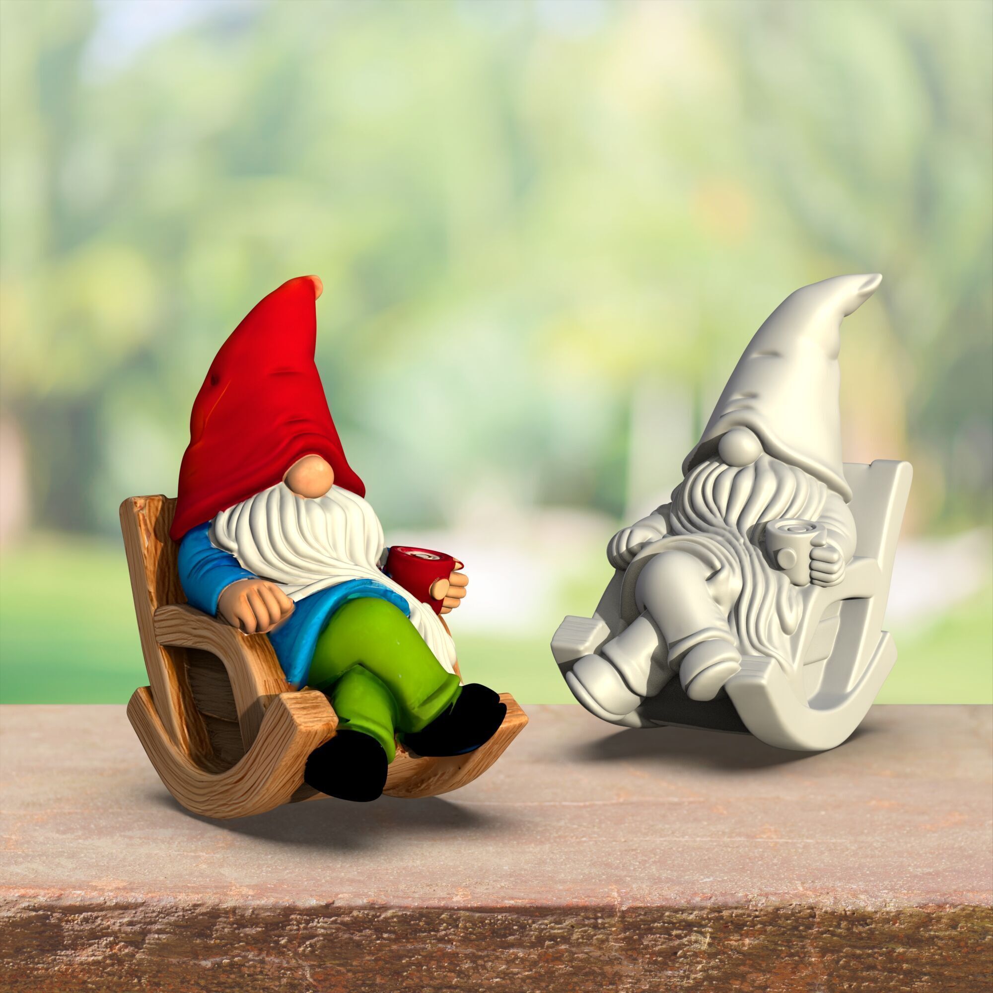 Garden Gnome Figures 3 pcs 3D print model_6