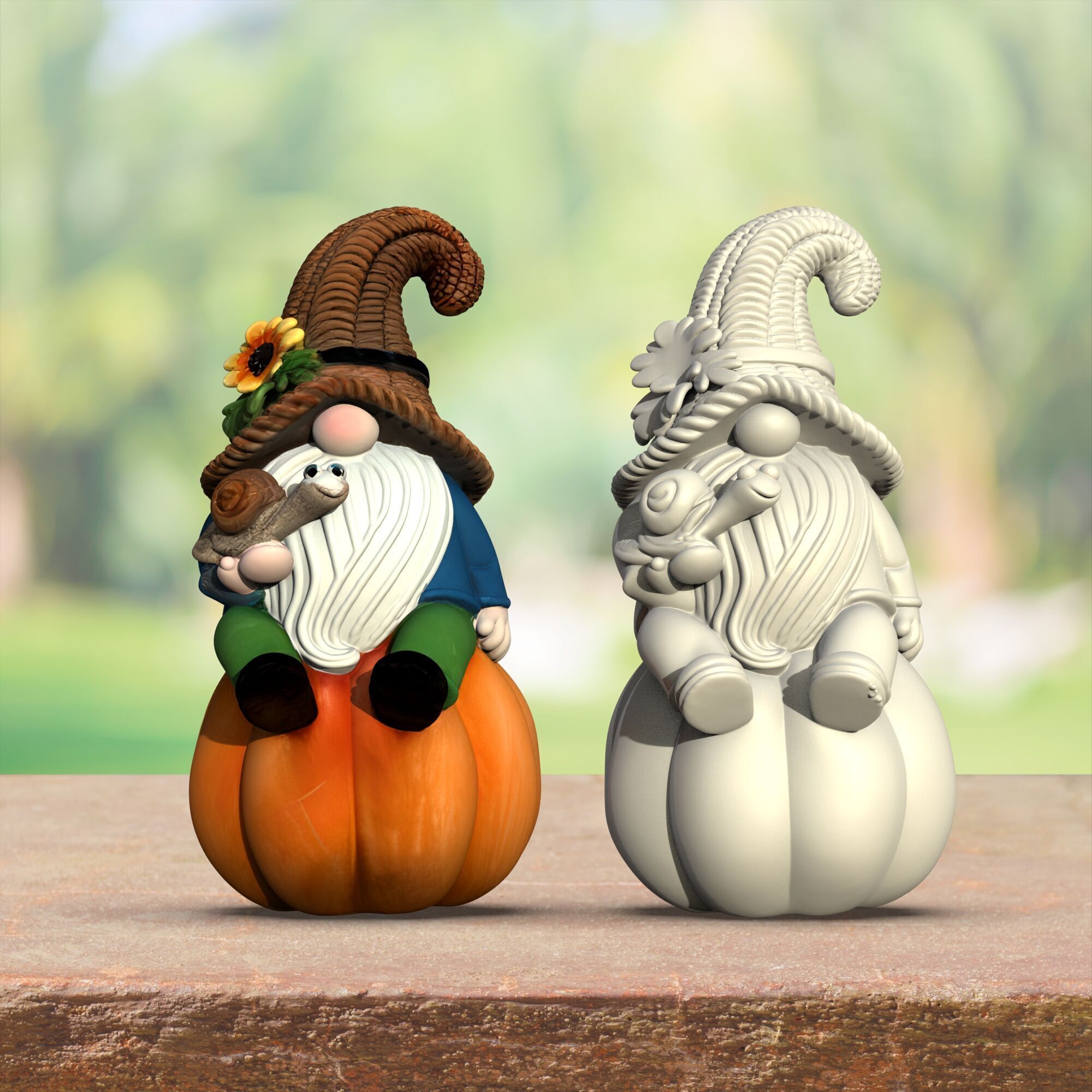 Garden Gnome Figures 3 pcs 3D print model_4