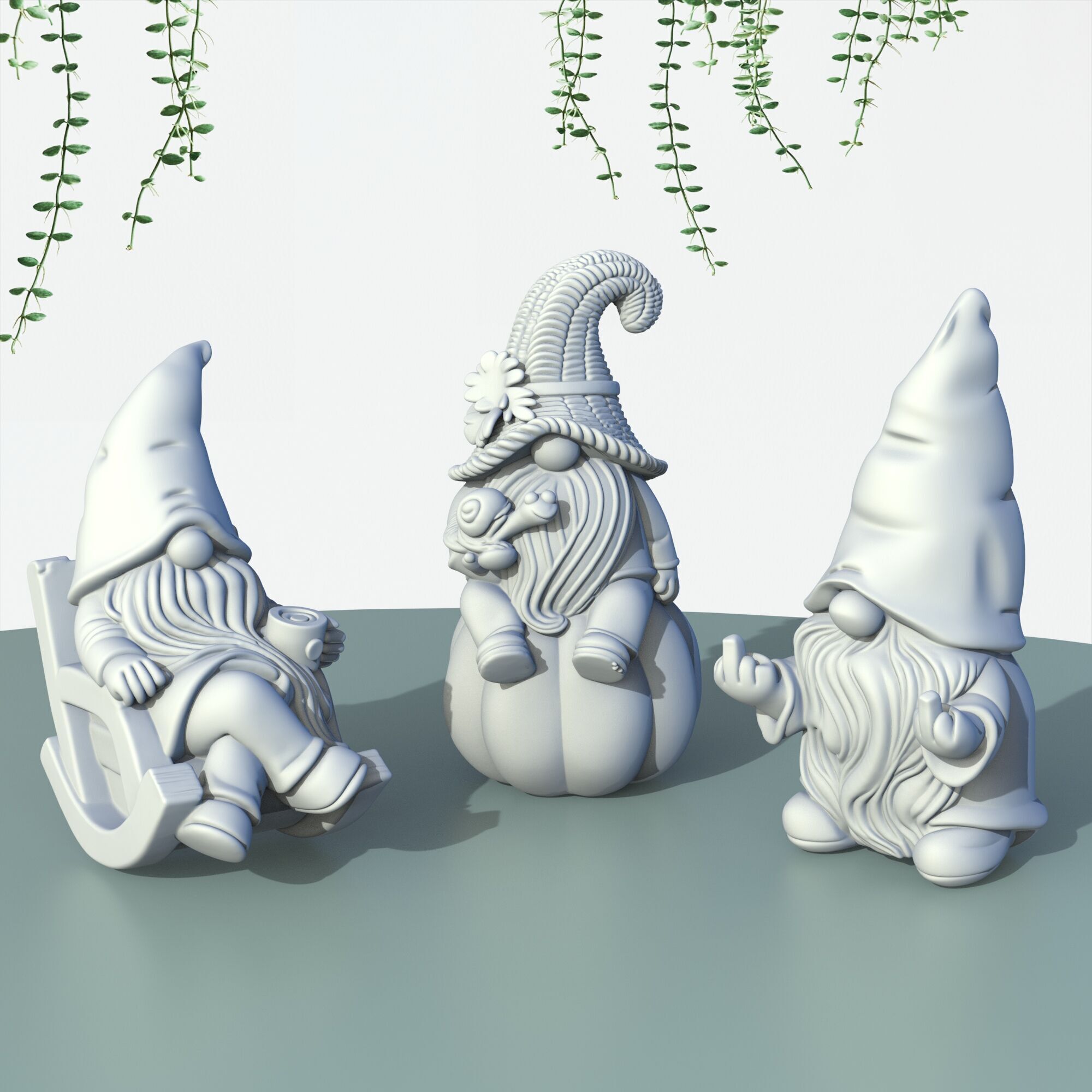 Garden Gnome Figures 3 pcs 3D print model_7