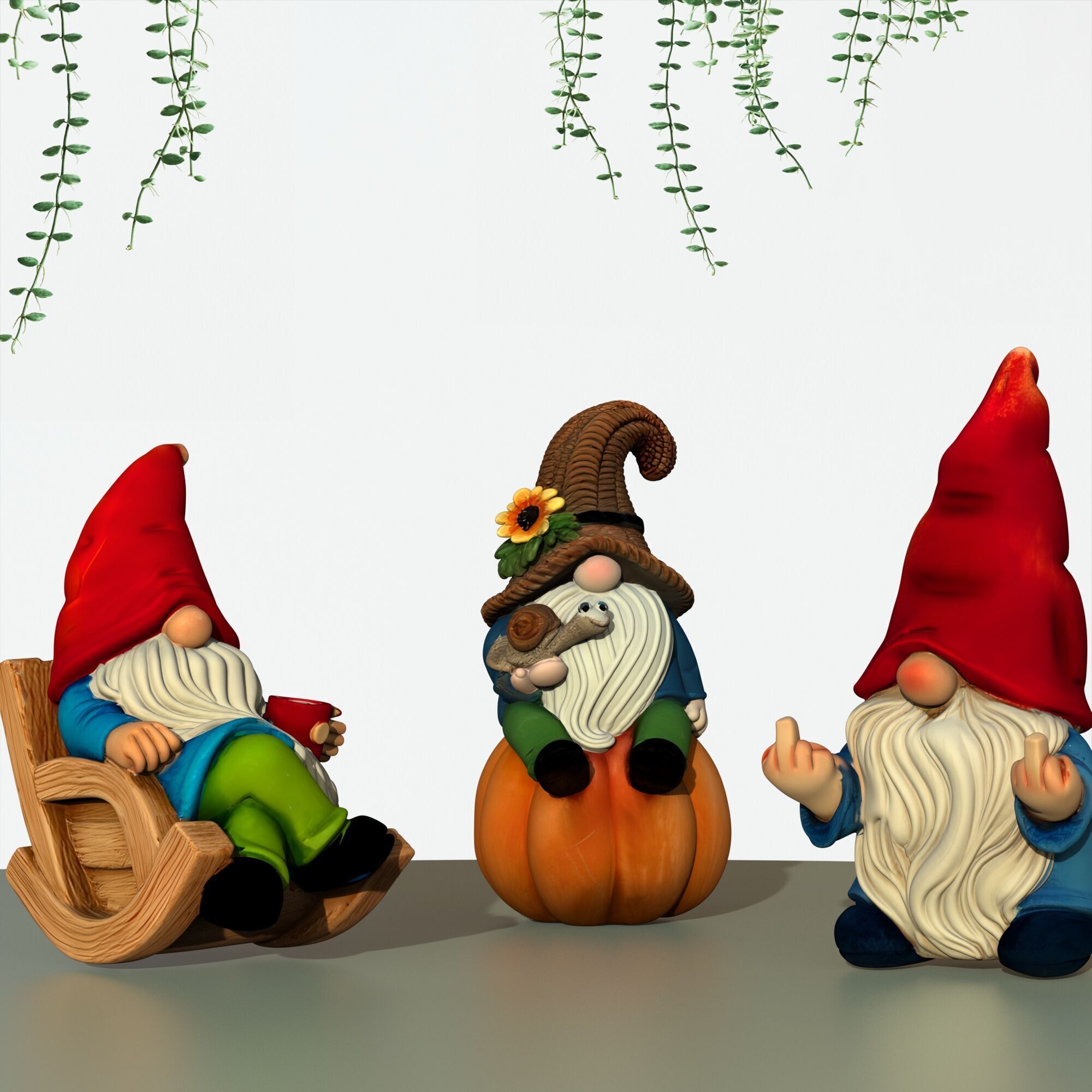 Garden Gnome Figures 3 pcs 3D print model_8