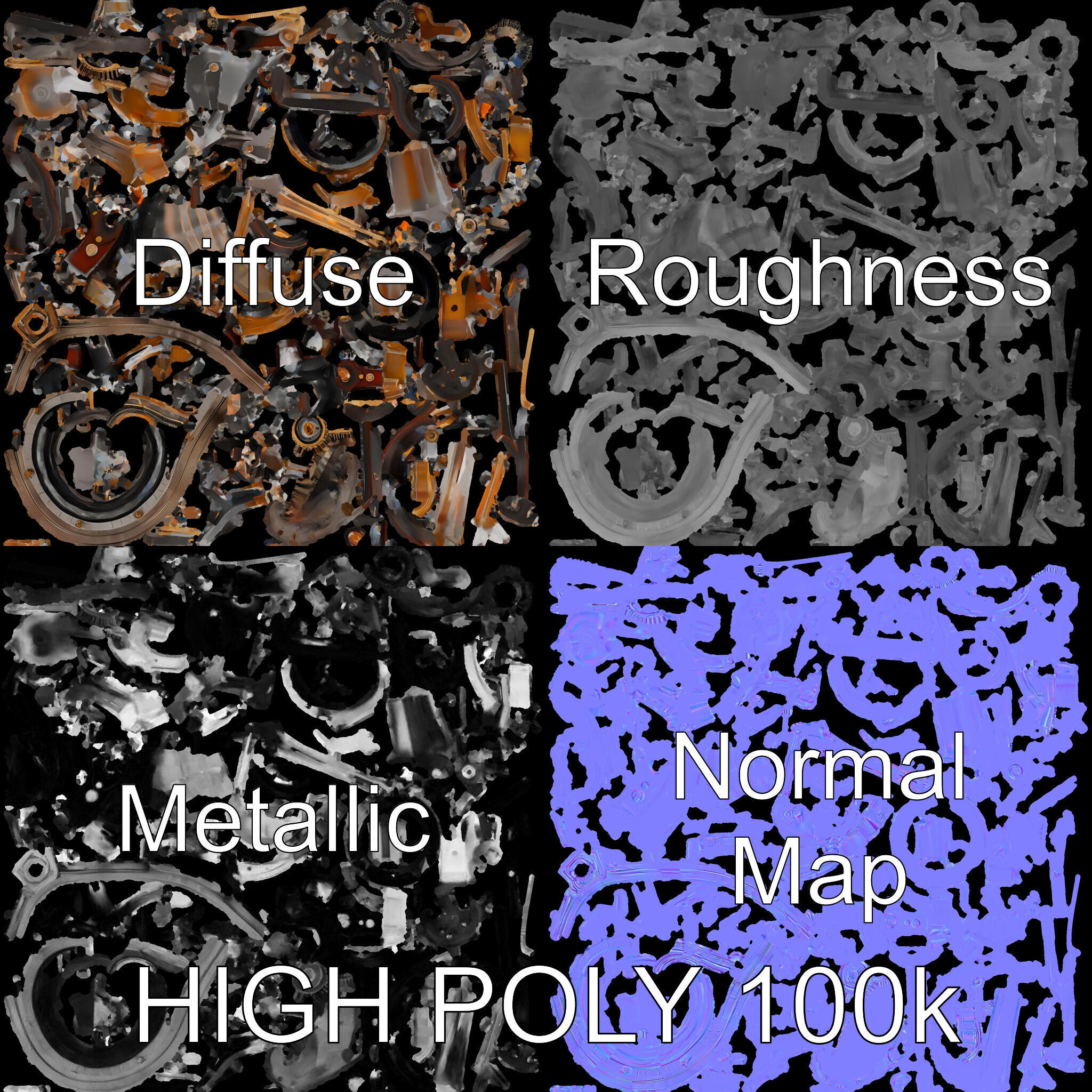 Steampunk Machine Model Pack Low-poly 3D model_4