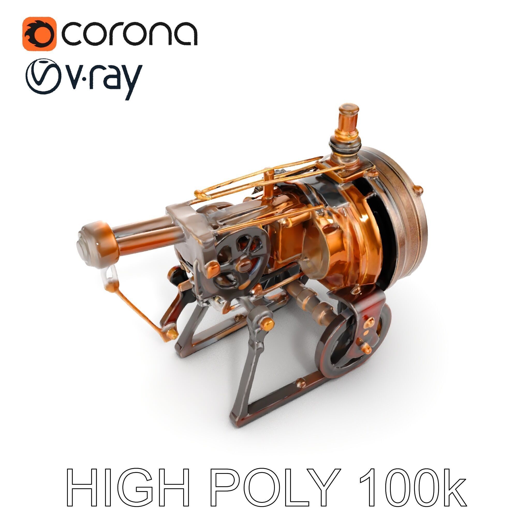 Steampunk Machine Model Pack Low-poly 3D model_7