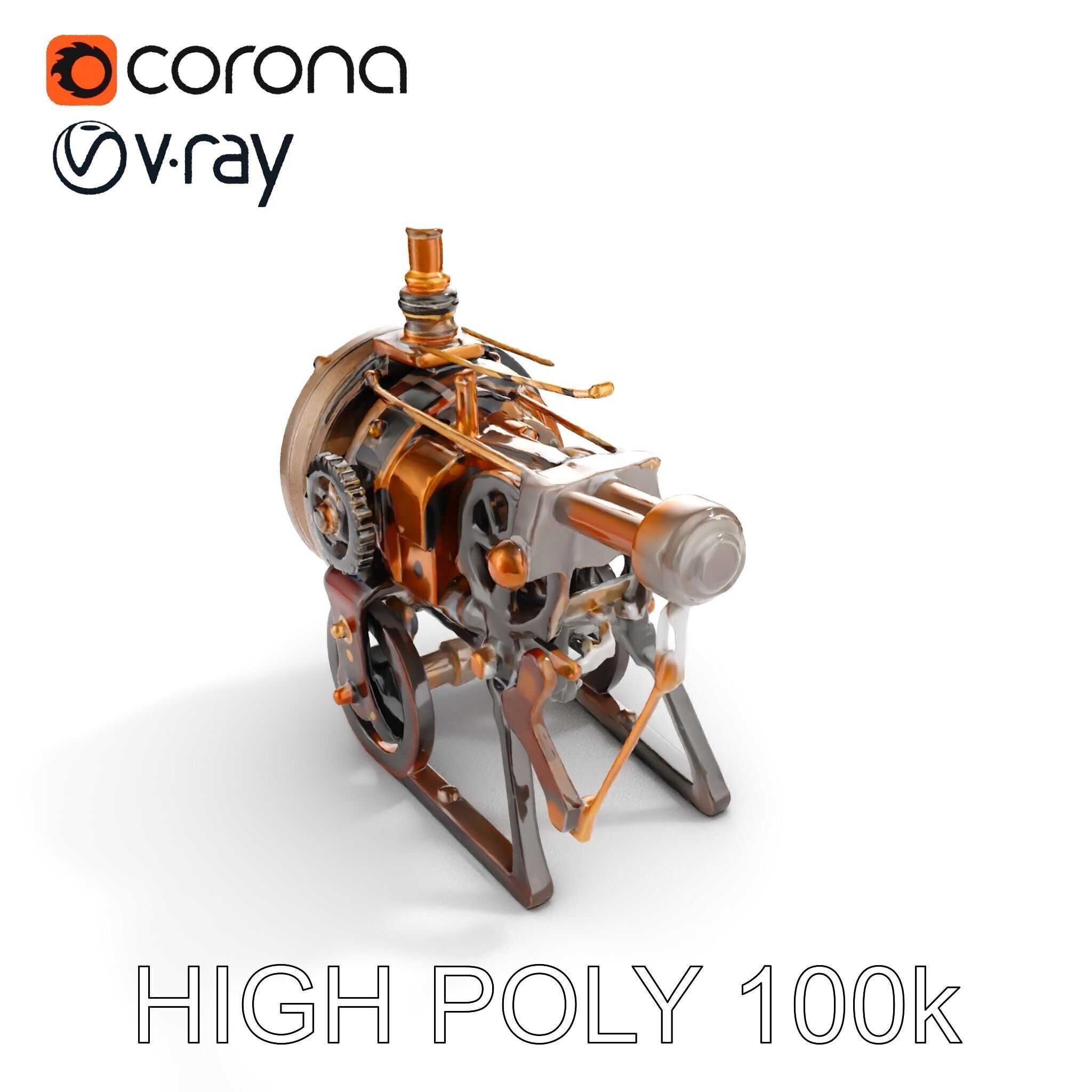 Steampunk Machine Model Pack Low-poly 3D model_10
