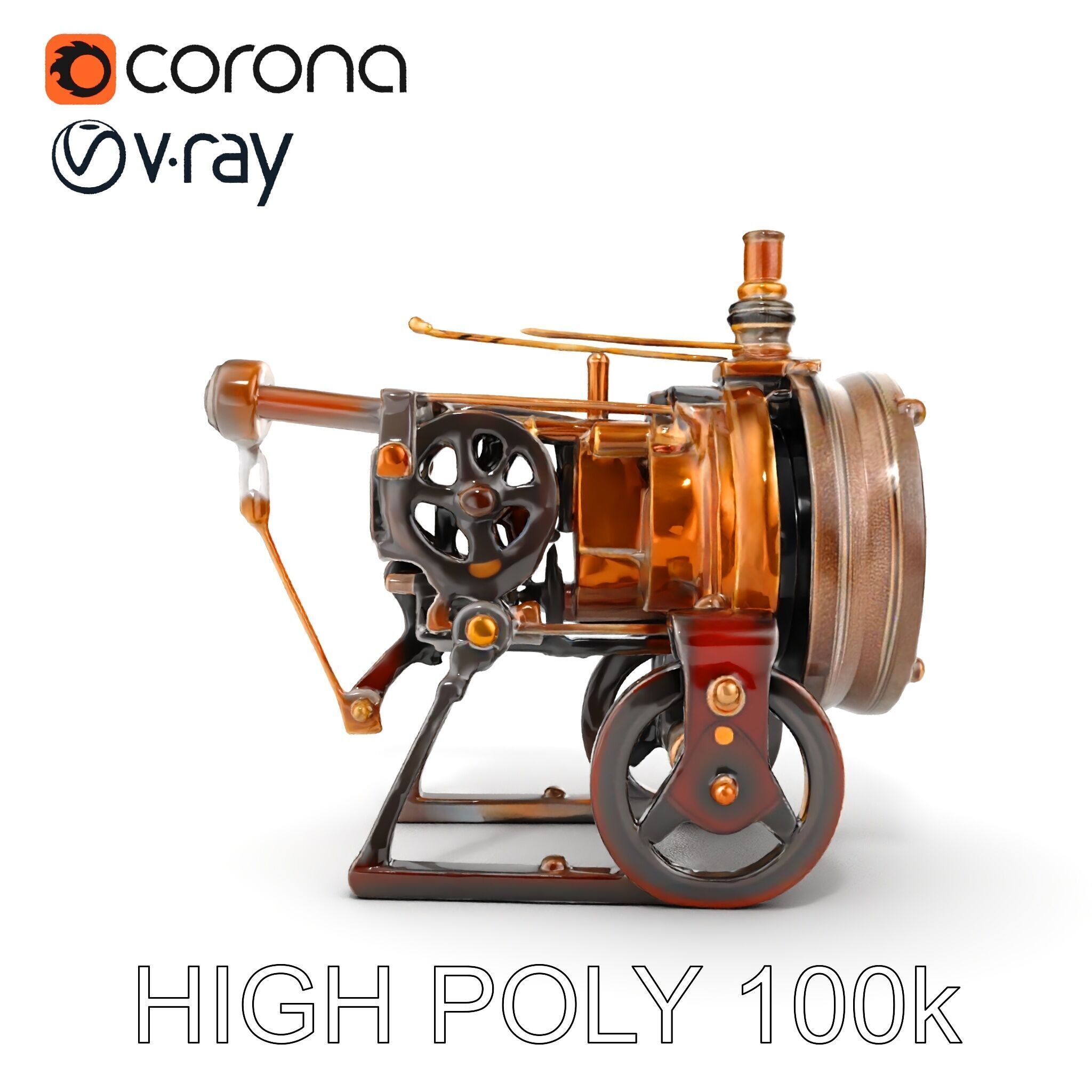 Steampunk Machine Model Pack Low-poly 3D model_21