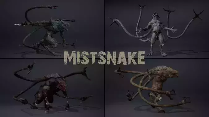 Mistsnake Low-poly 3D model