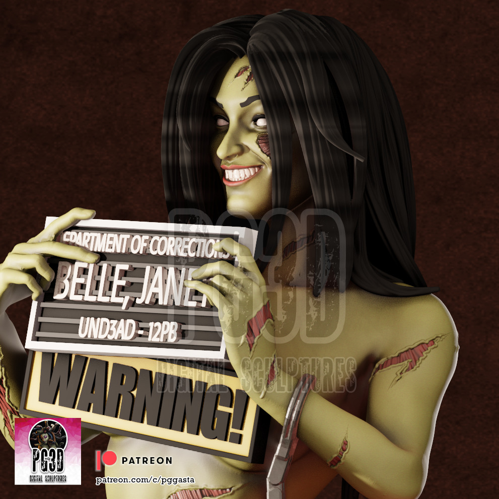 Janey Belle - Zombie Tramp - 1TO10 STL FILE 3D PRINT MODEL 3D print model_1