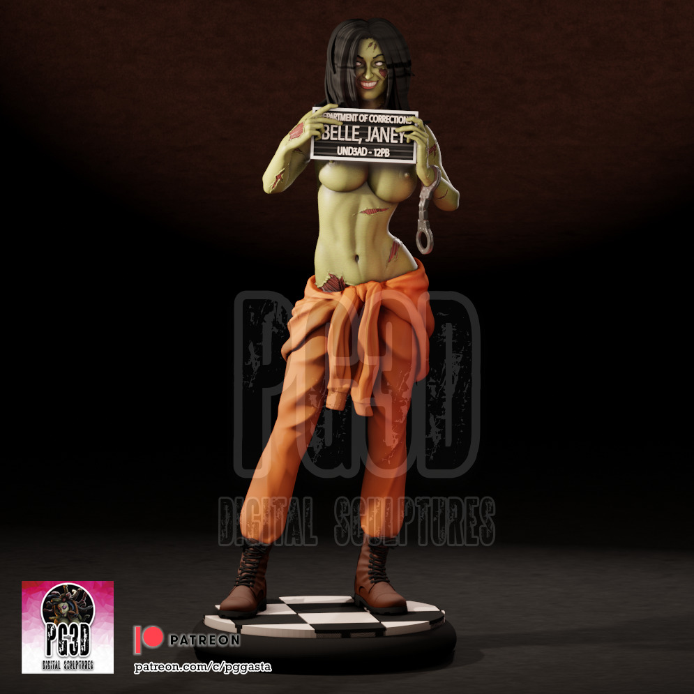 Janey Belle - Zombie Tramp - 1TO10 STL FILE 3D PRINT MODEL 3D print model_9