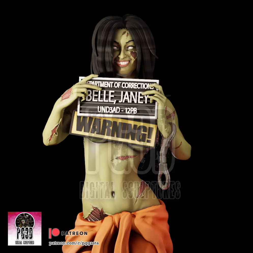 Janey Belle - Zombie Tramp - 1TO10 STL FILE 3D PRINT MODEL 3D print model_0
