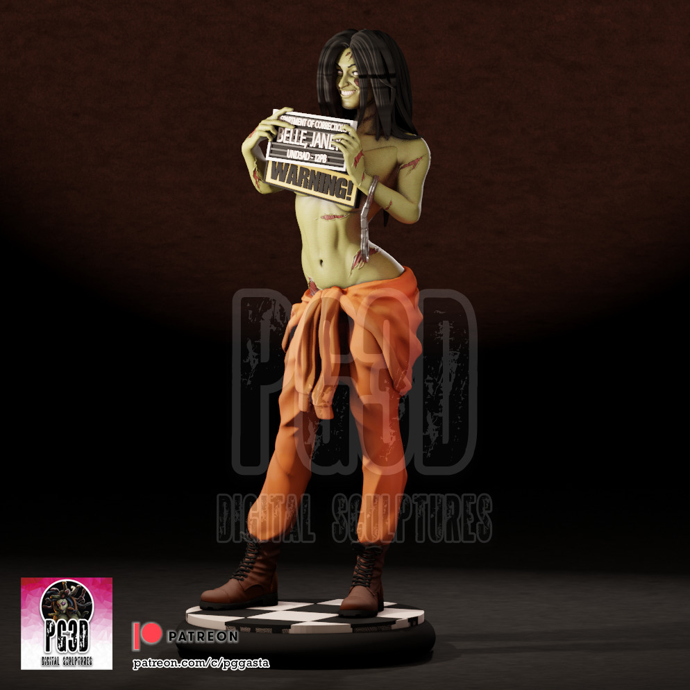 Janey Belle - Zombie Tramp - 1TO10 STL FILE 3D PRINT MODEL 3D print model_4