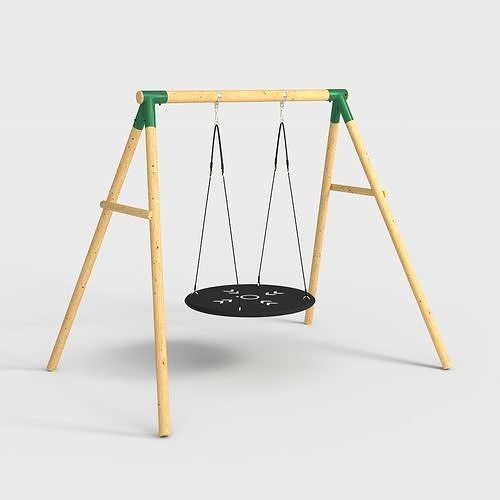 WOODEN GARDEN SWING Low-poly 3D model