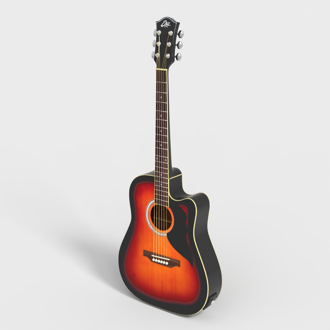 EKO ACOUSTIC GUITAR Low-poly 3D model_4