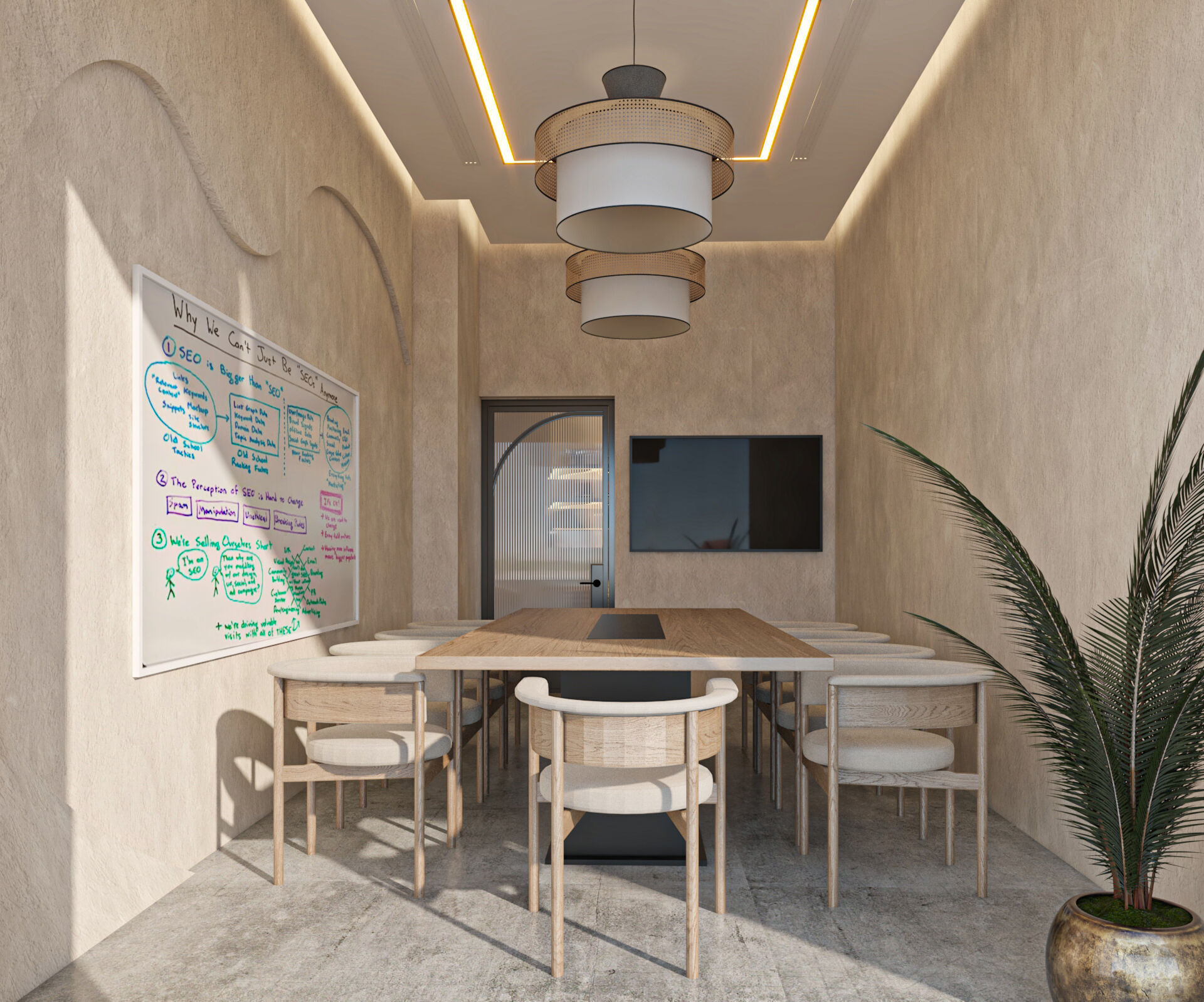 High quality modern coffee shop 3D scene with two meeting rooms 3D model_15