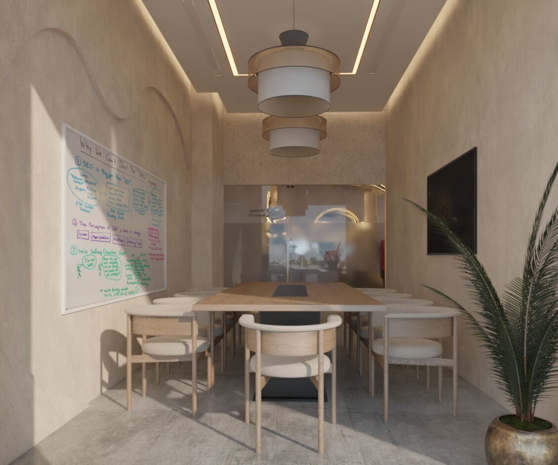 High quality modern coffee shop 3D scene with two meeting rooms 3D model_1