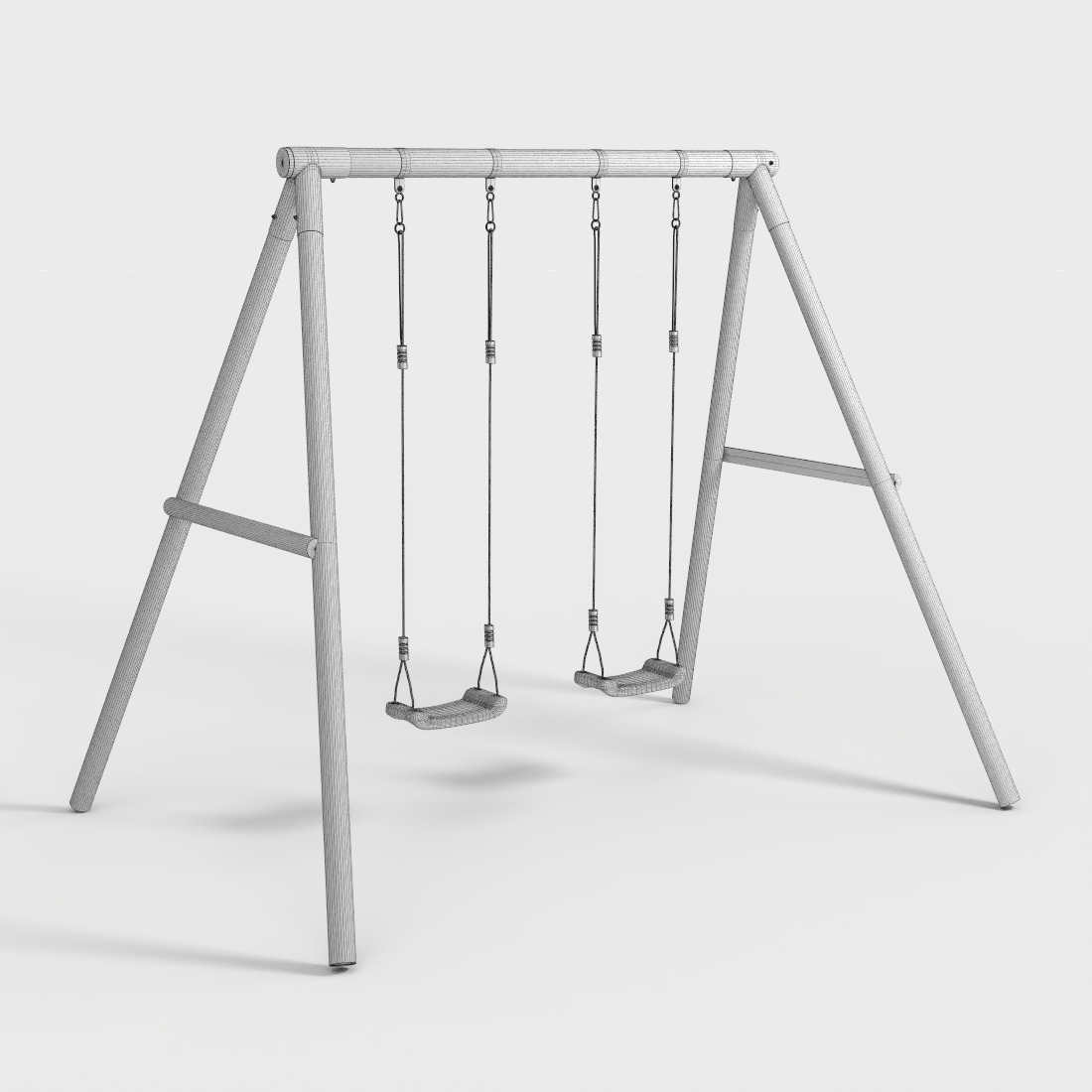 REBO WOODEN GARDEN SWING Low-poly 3D model_8