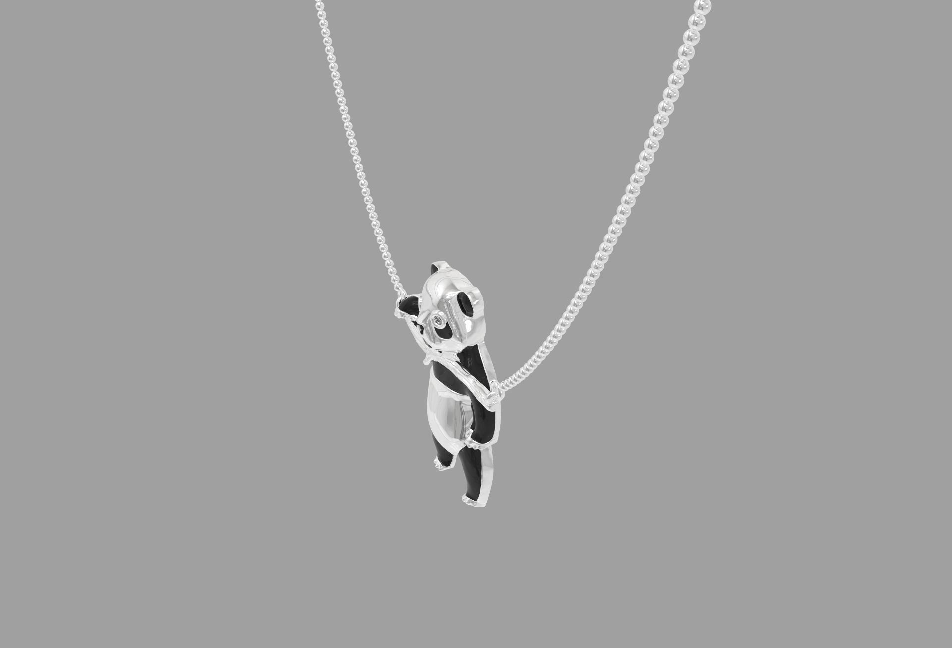 Jewelry set  panda bear with enamel and gems 3D print model_11