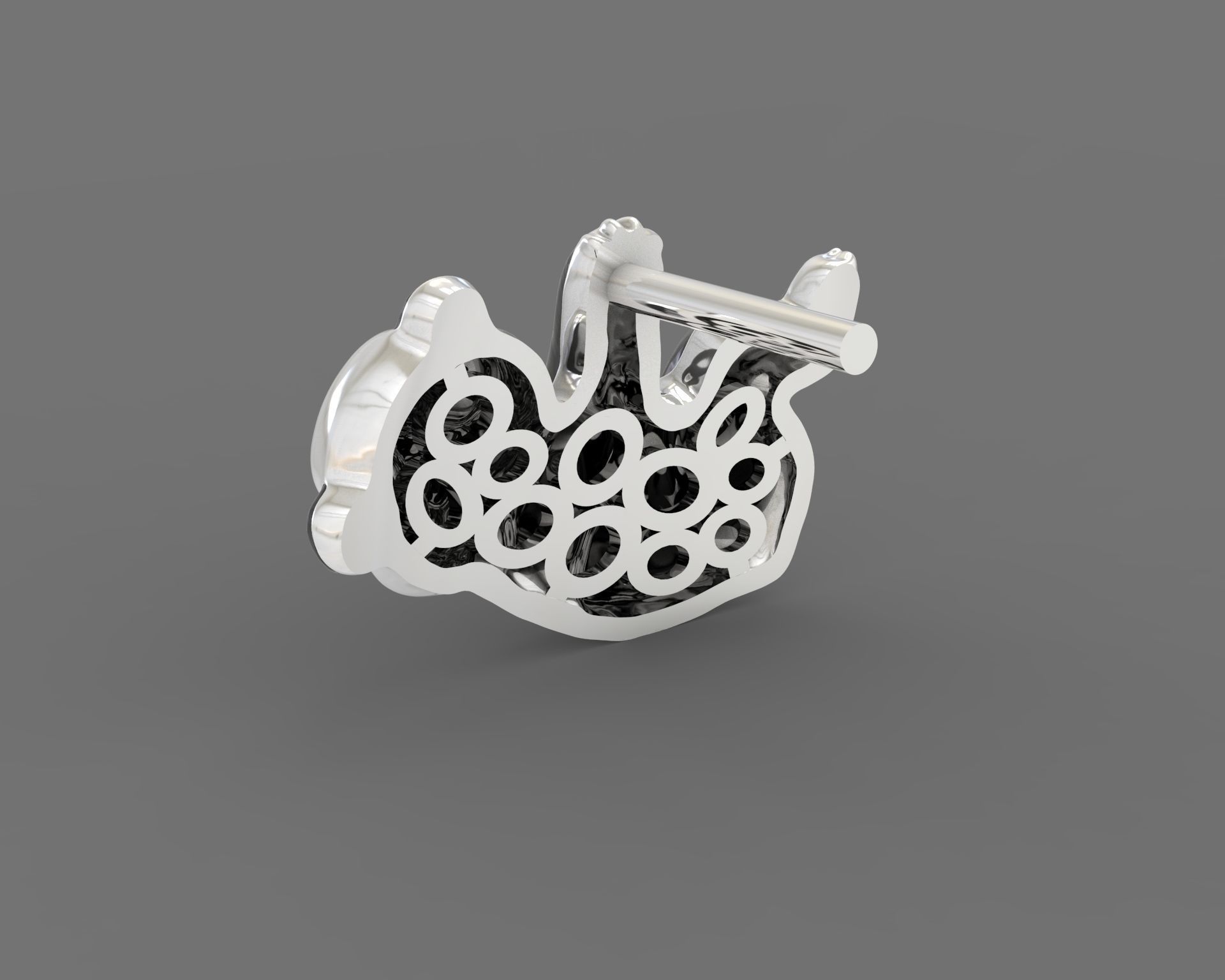 Jewelry set  panda bear with enamel and gems 3D print model_20