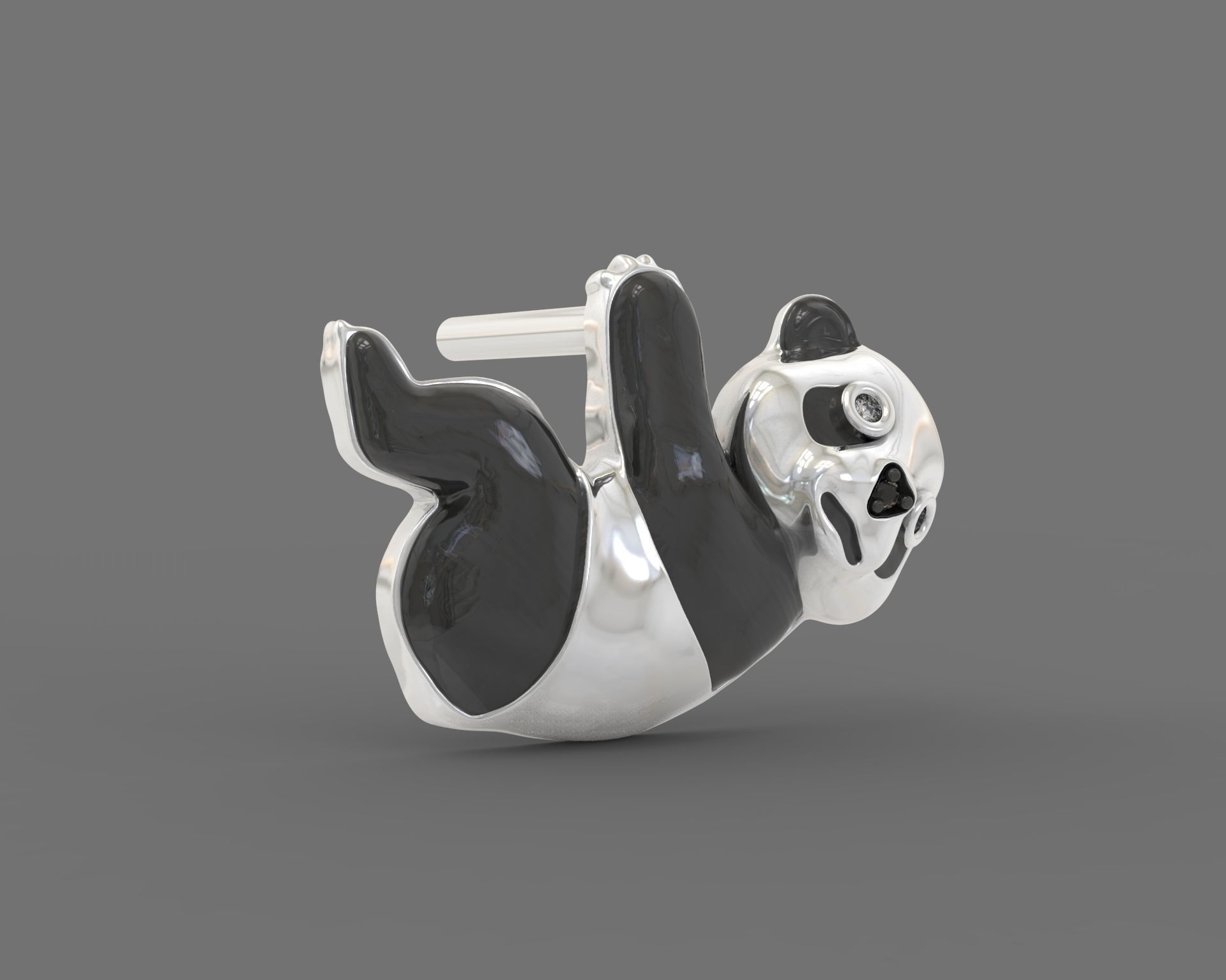 Jewelry set  panda bear with enamel and gems 3D print model_22