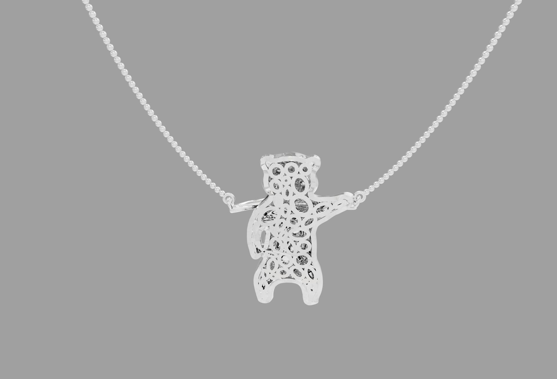 Jewelry set  panda bear with enamel and gems 3D print model_13