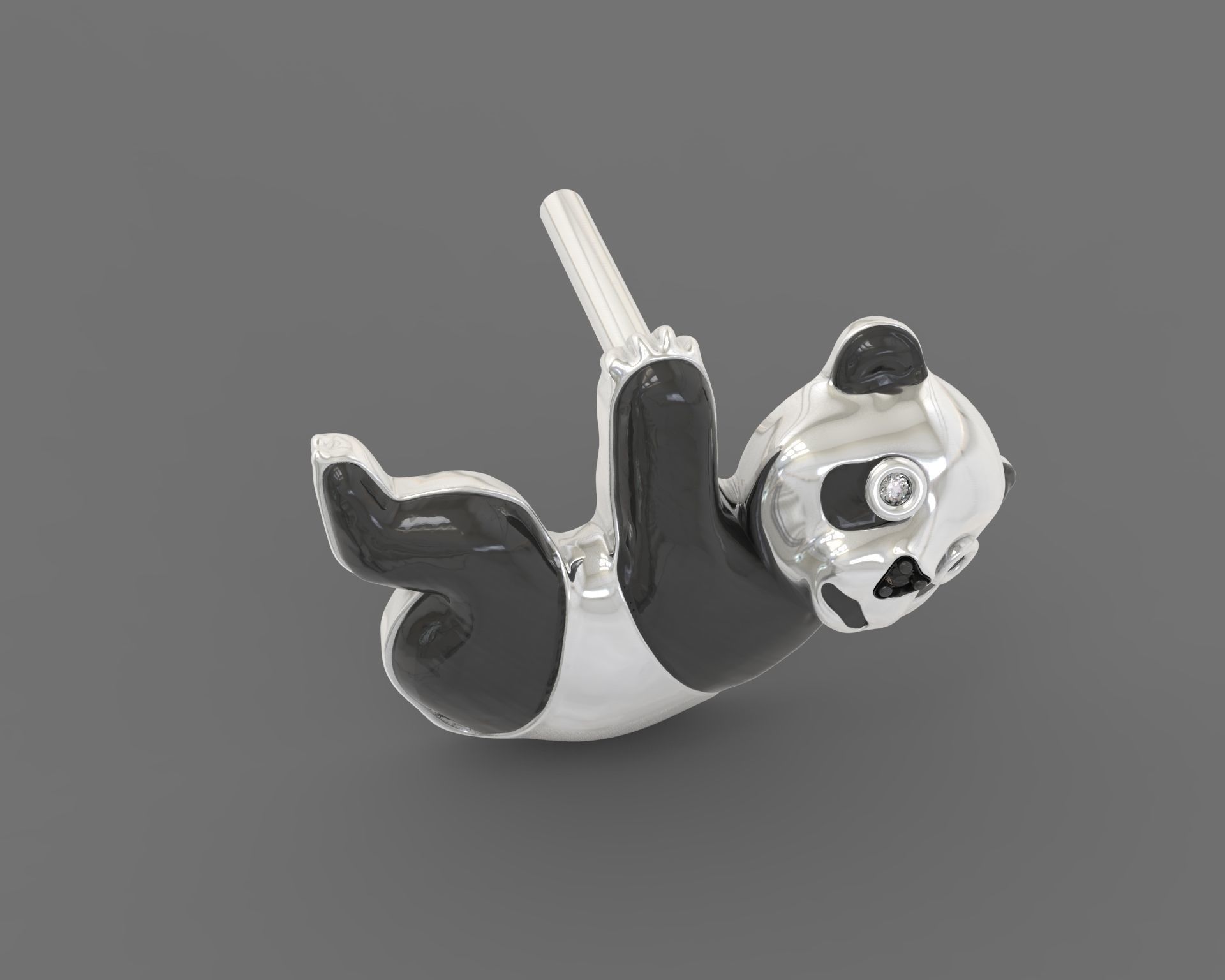 Jewelry set  panda bear with enamel and gems 3D print model_24