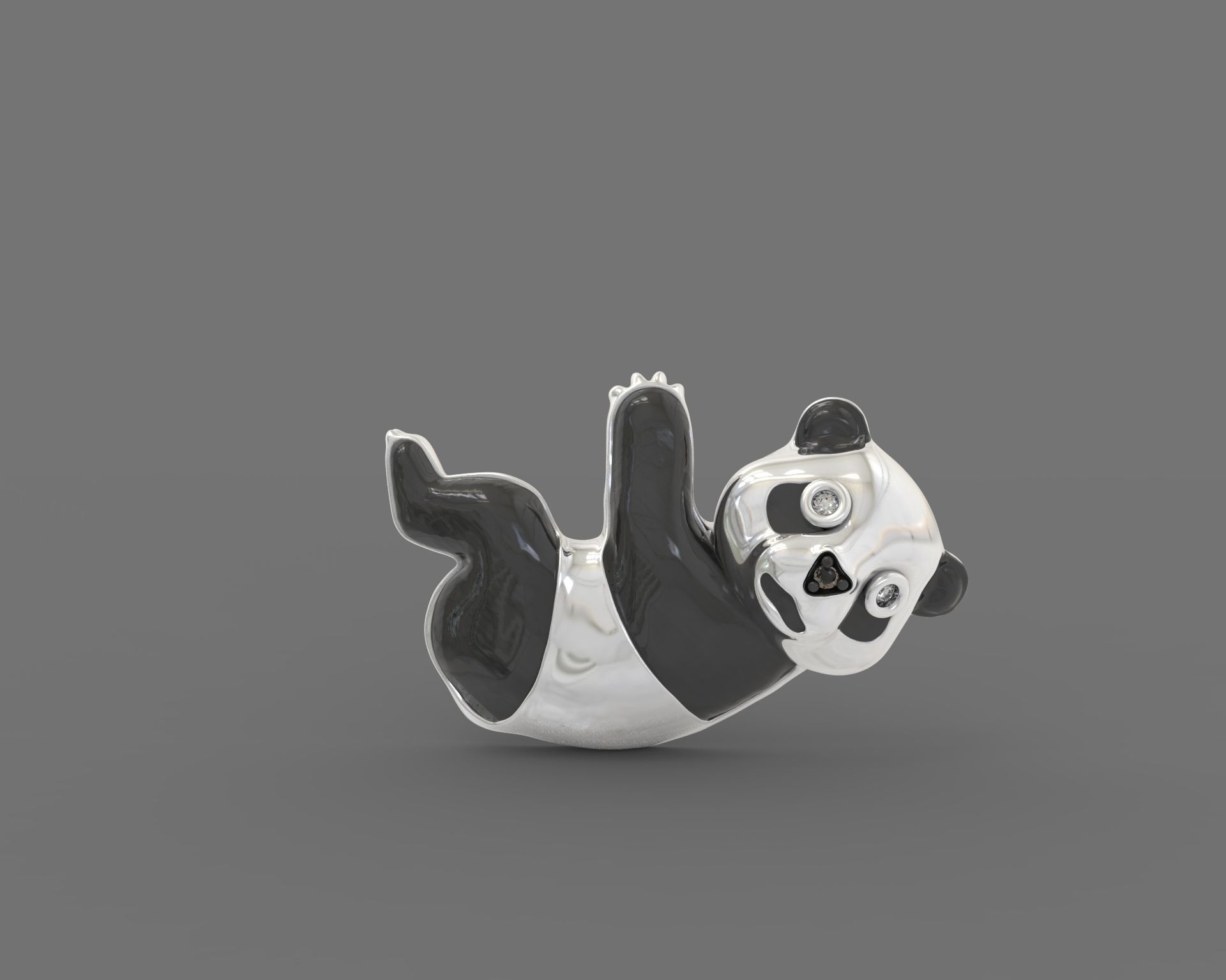 Jewelry set  panda bear with enamel and gems 3D print model_23