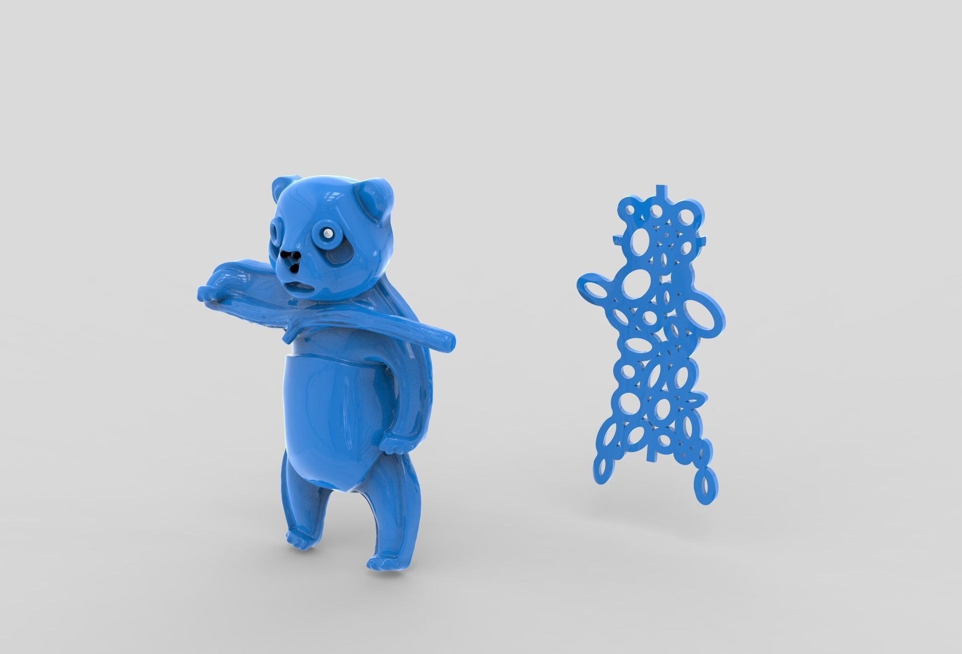 Jewelry set  panda bear with enamel and gems 3D print model_14