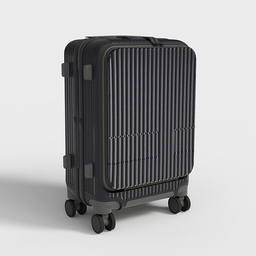 MATTE BLACK SUITCASE Low-poly 3D model