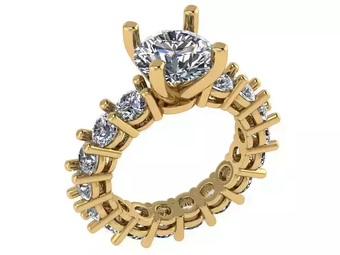 Round halo ring with pave band