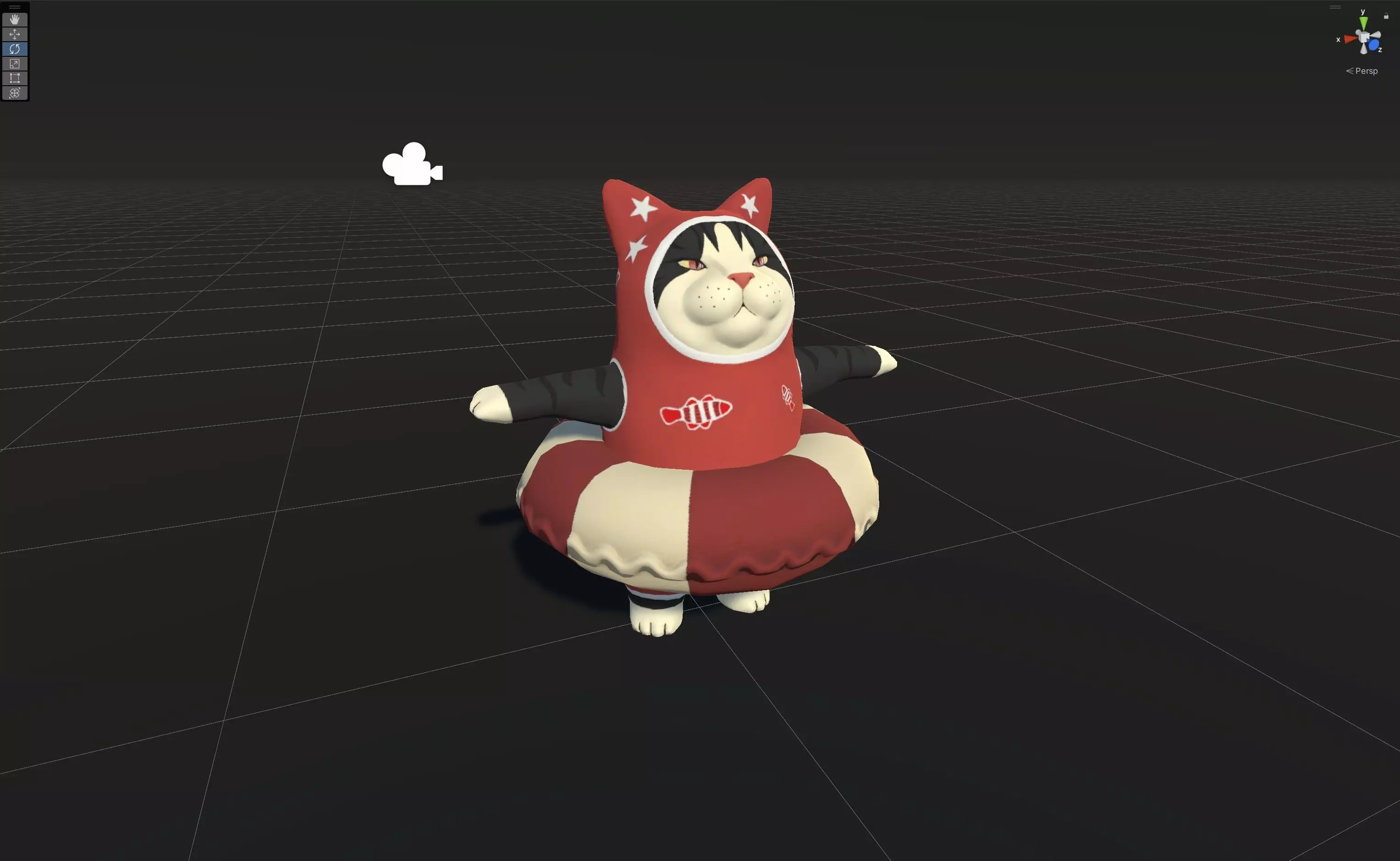 swimming Cat Low-poly 3D model_0
