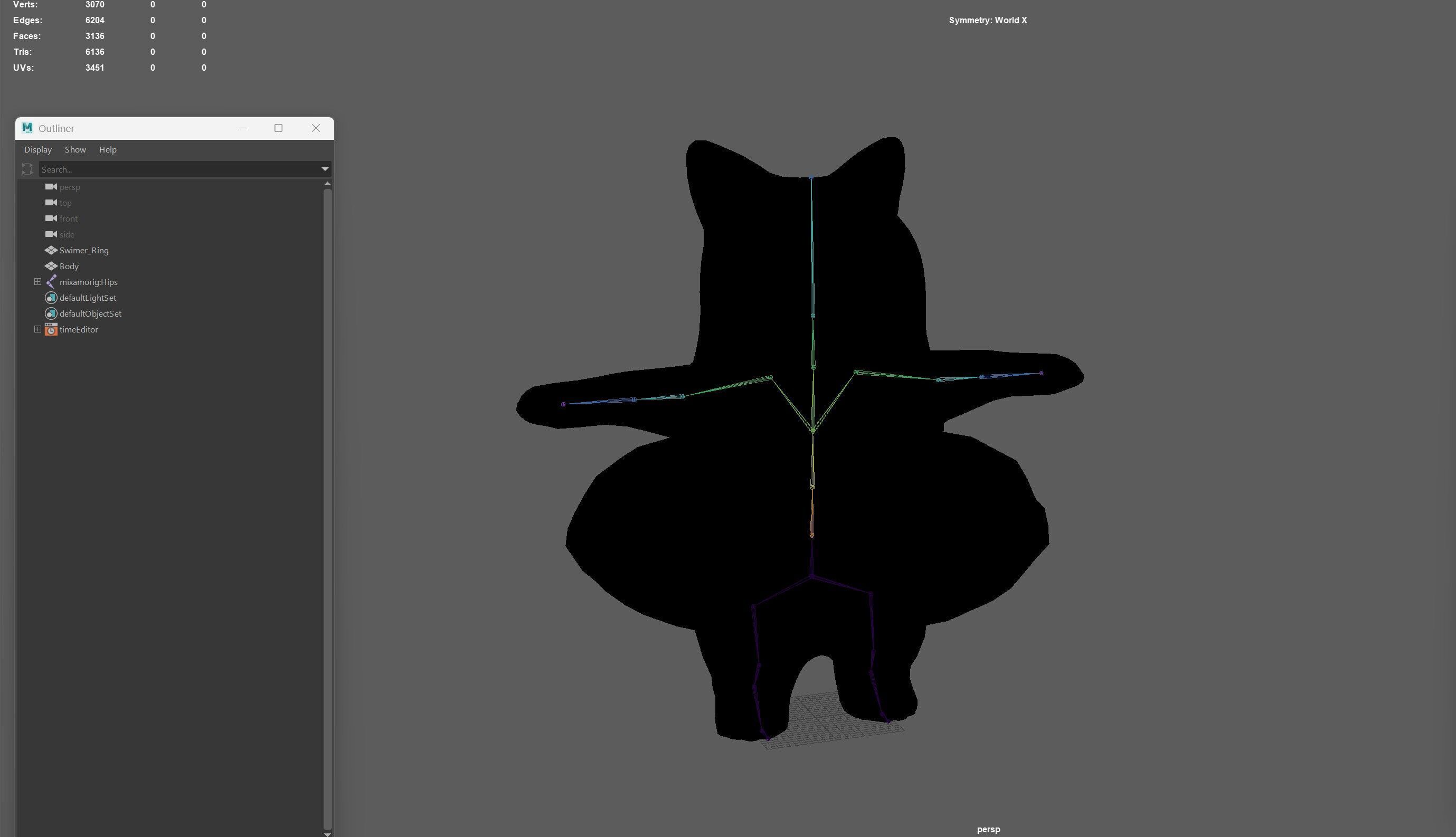 swimming Cat Low-poly 3D model_6