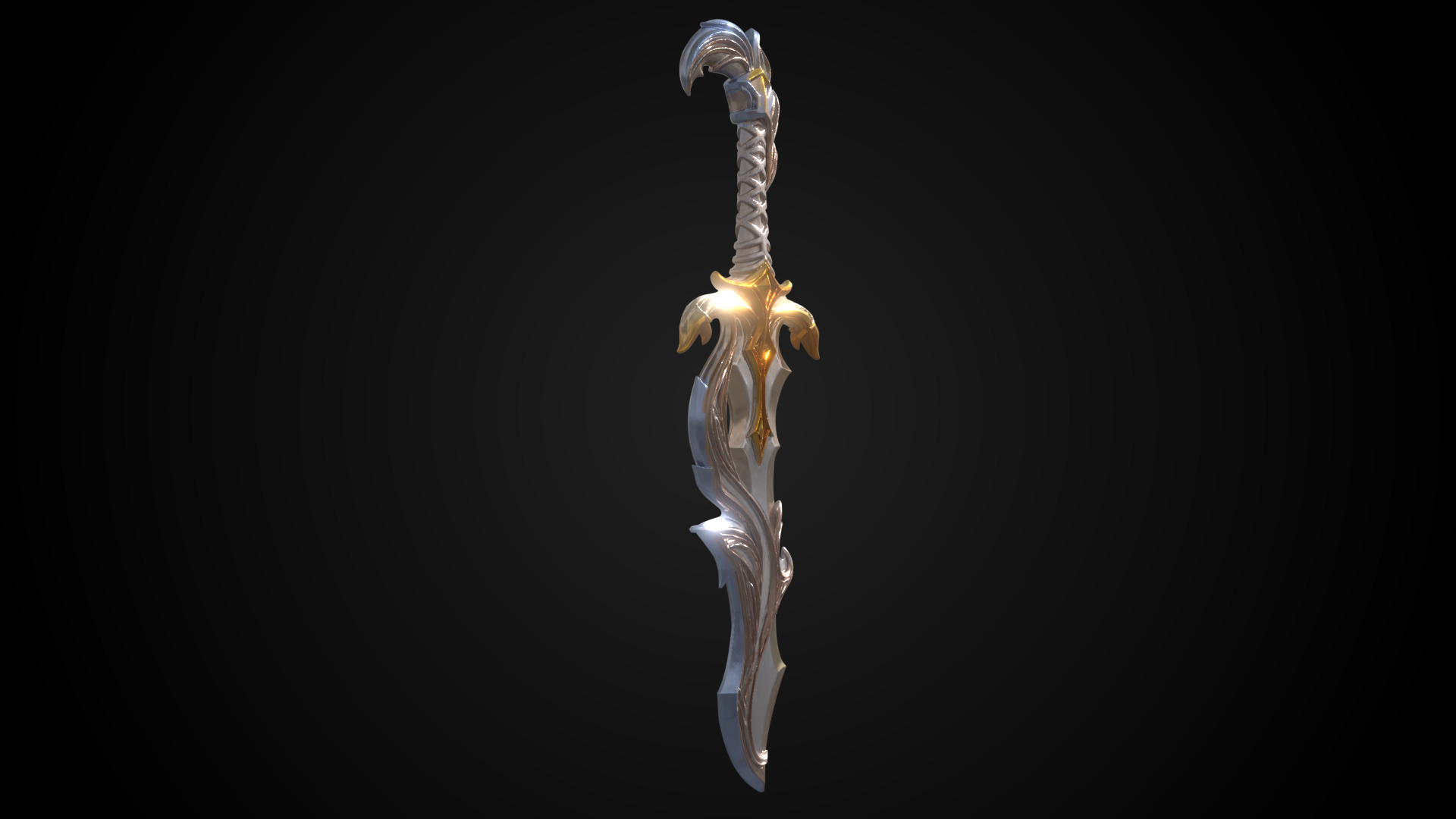 Stylized Elf Sword - Bloomfang - Game Ready 3D model_3