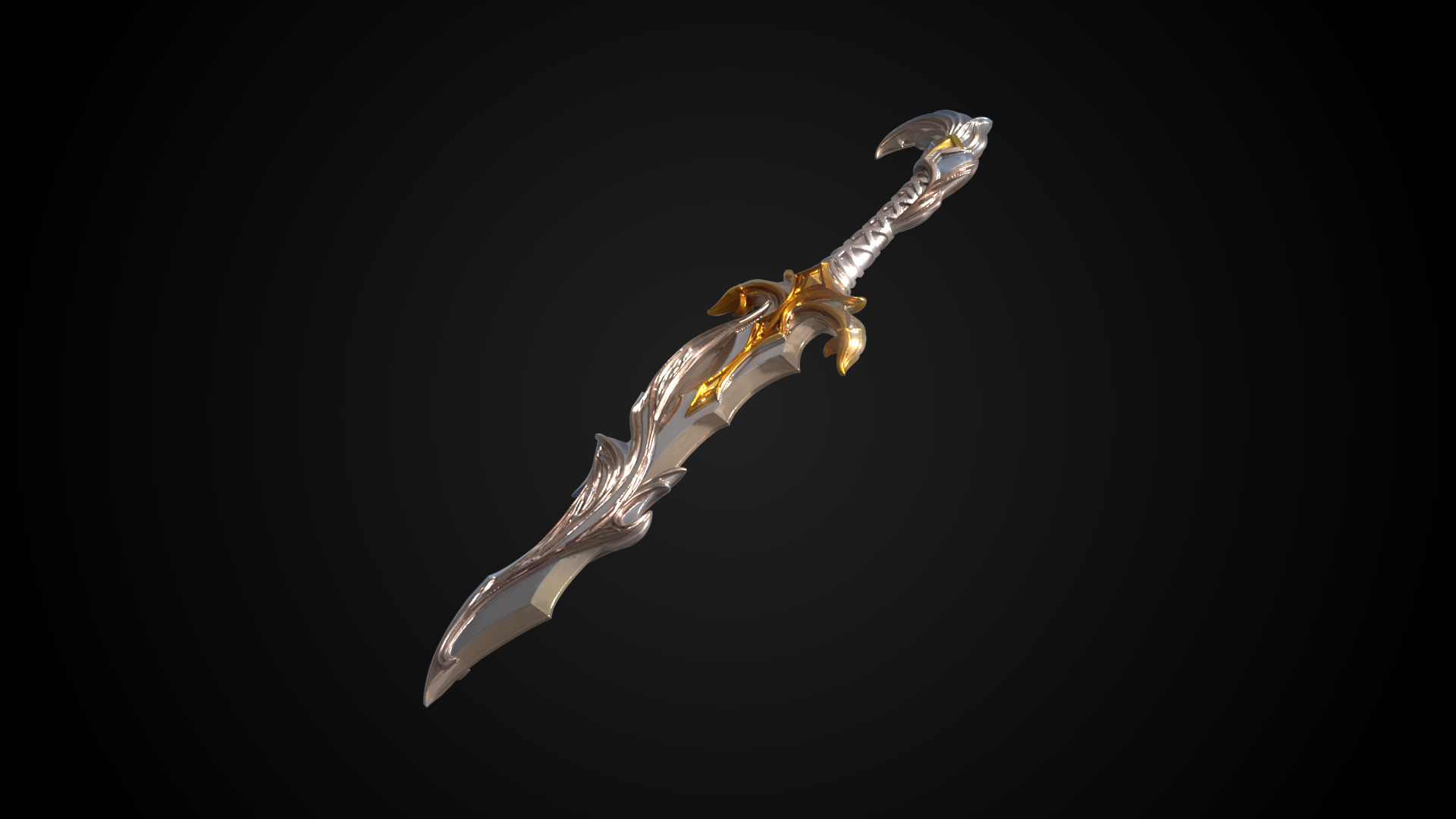 Stylized Elf Sword - Bloomfang - Game Ready 3D model_6