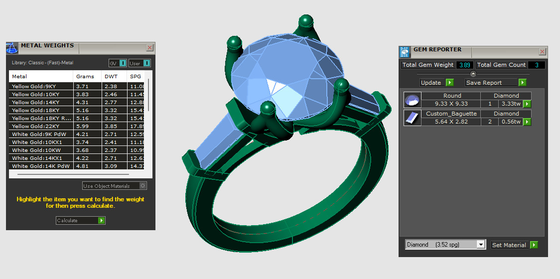 Round shape ring with baguette radiant stones on sides 3D print model_5