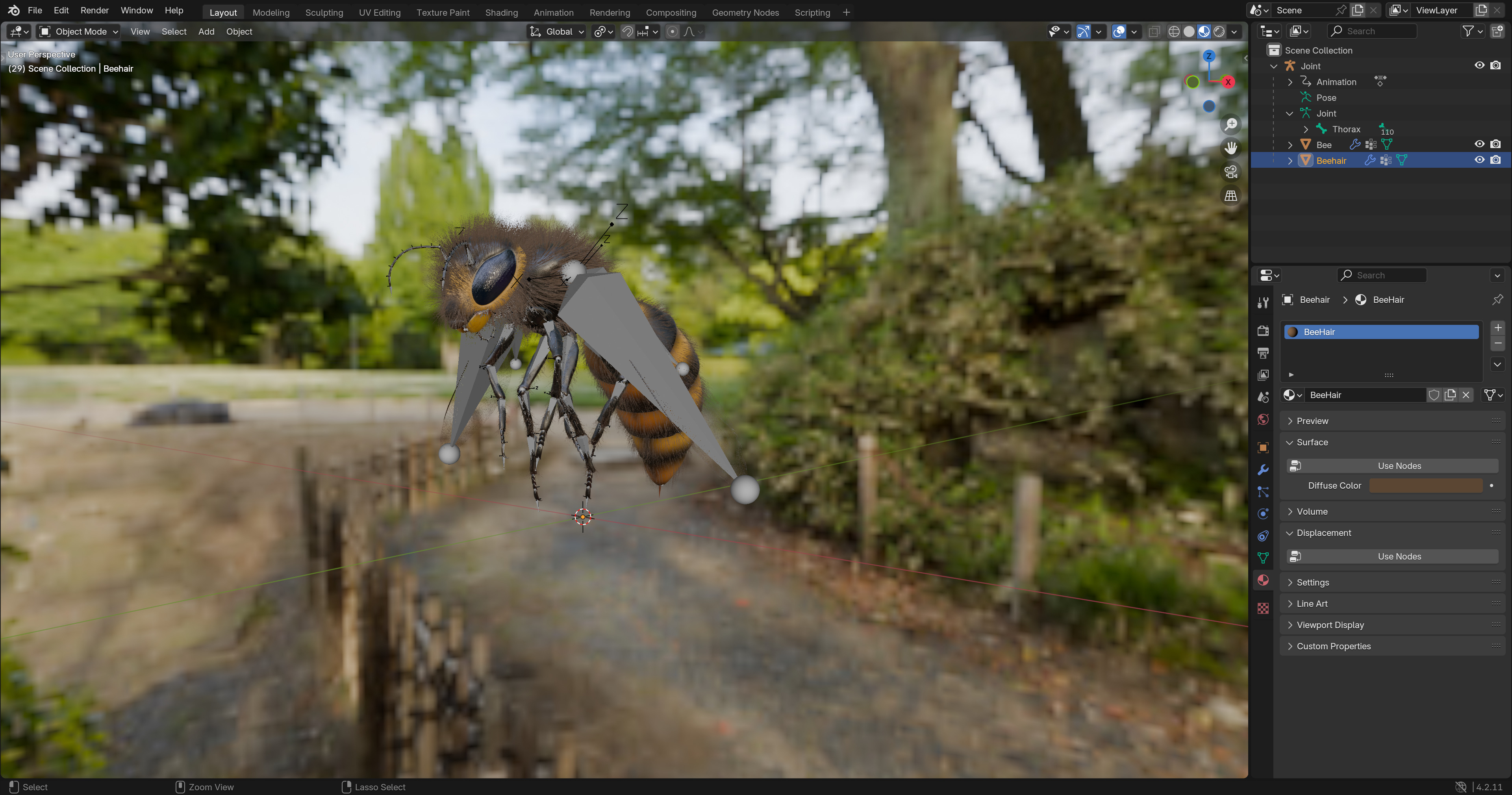 Animated Worker Bee Rig Flight Cycle 4K PBR 3D model_14