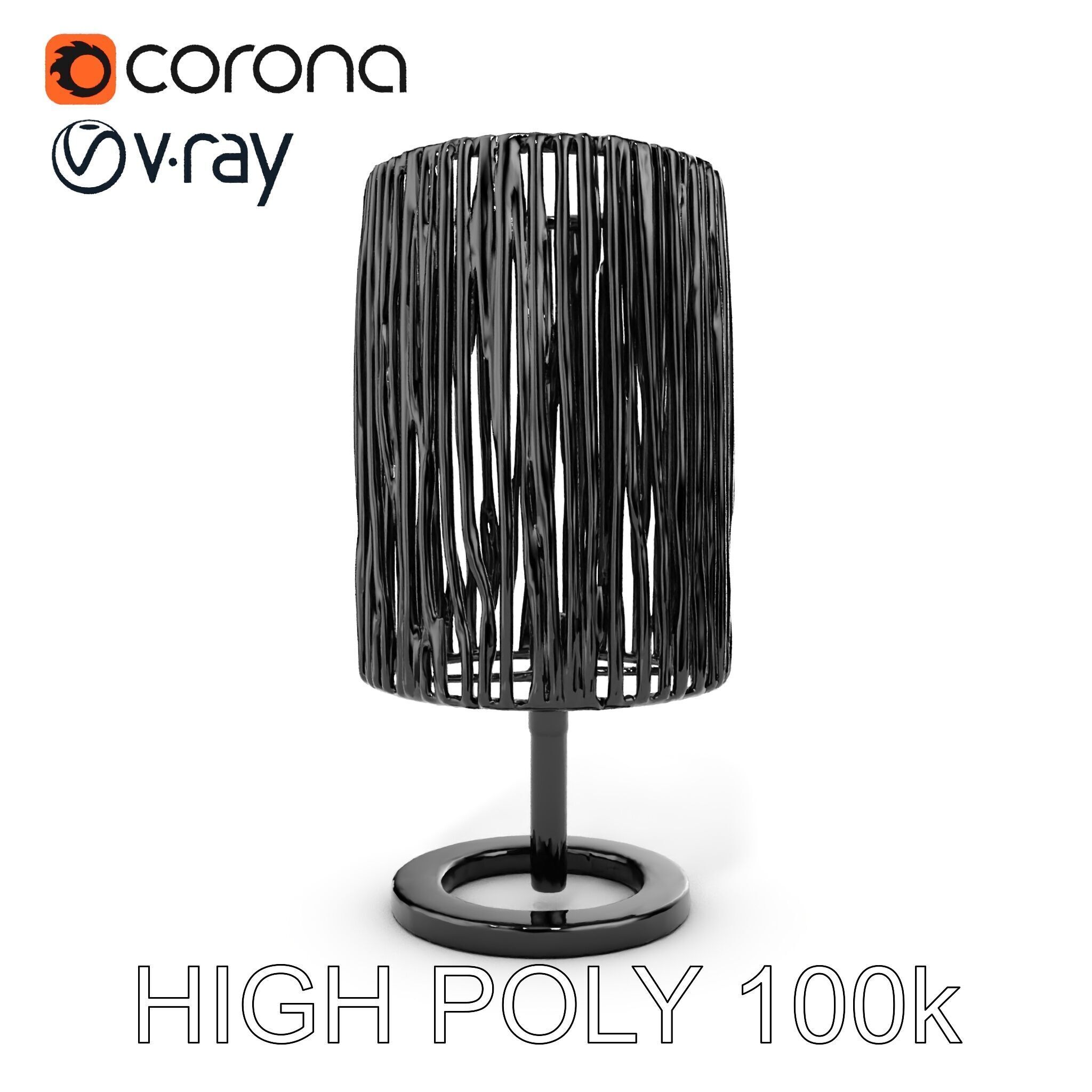 Modern Bamboo Table Lamp Model Pack Low-poly 3D model_11