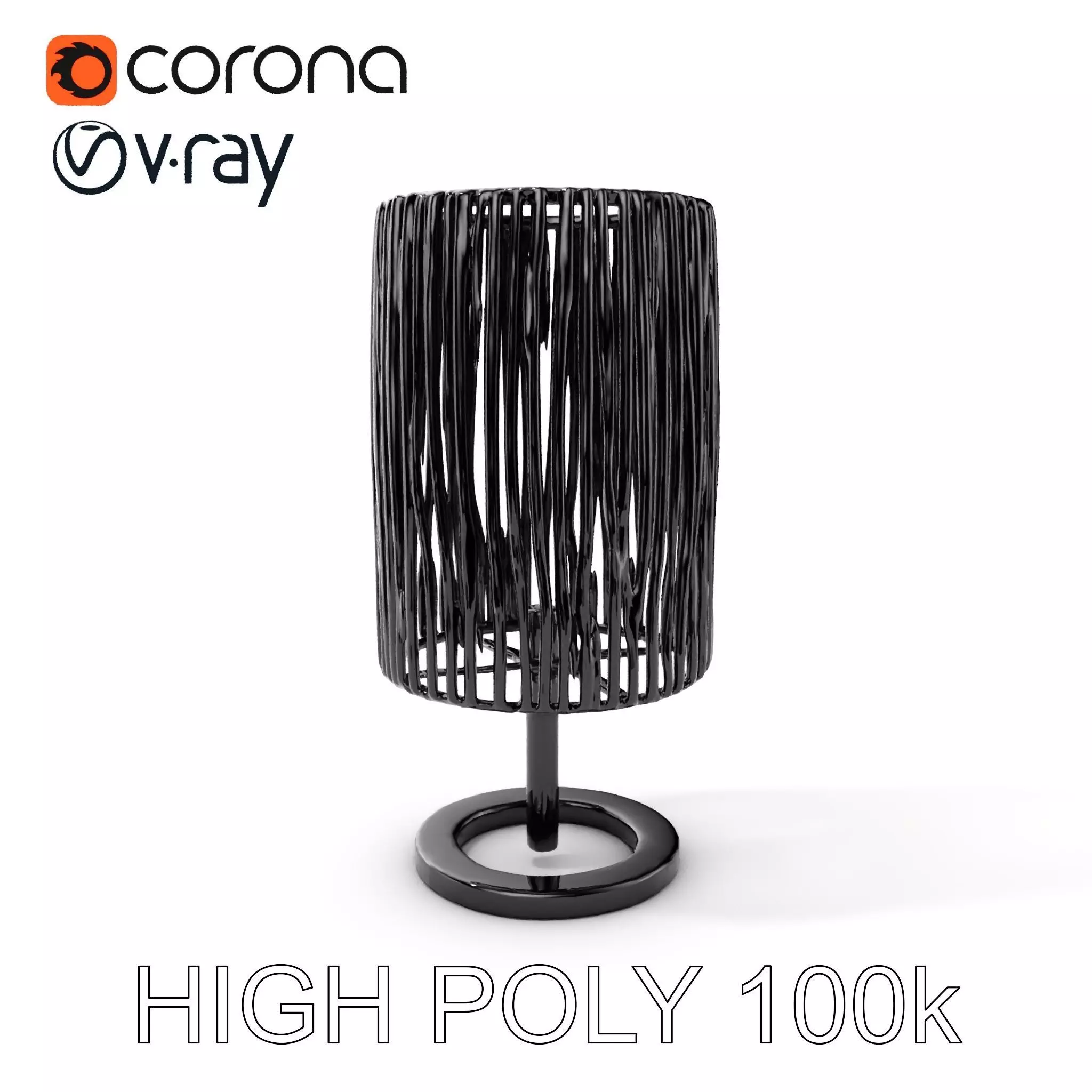 Modern Bamboo Table Lamp Model Pack Low-poly 3D model_0