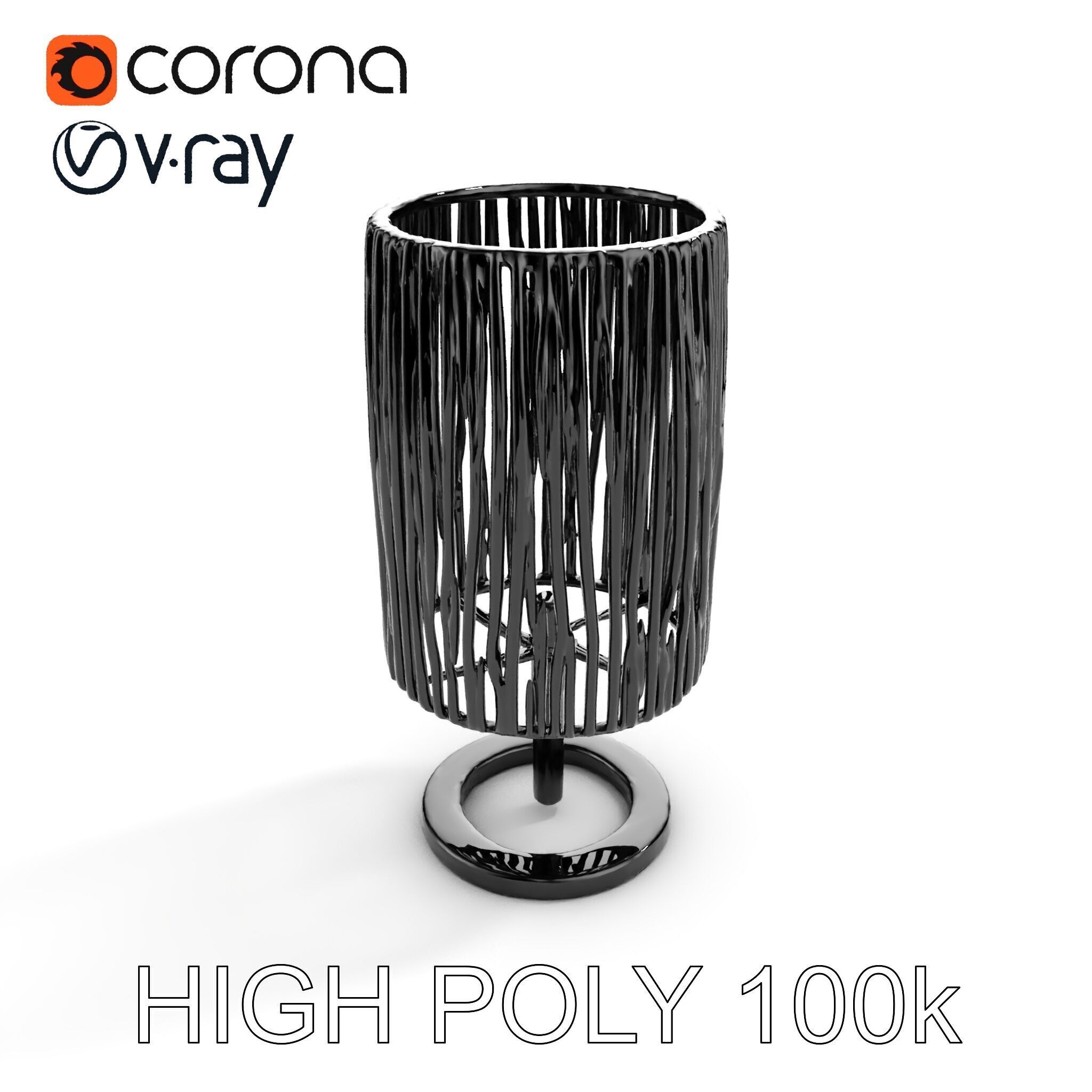 Modern Bamboo Table Lamp Model Pack Low-poly 3D model_10