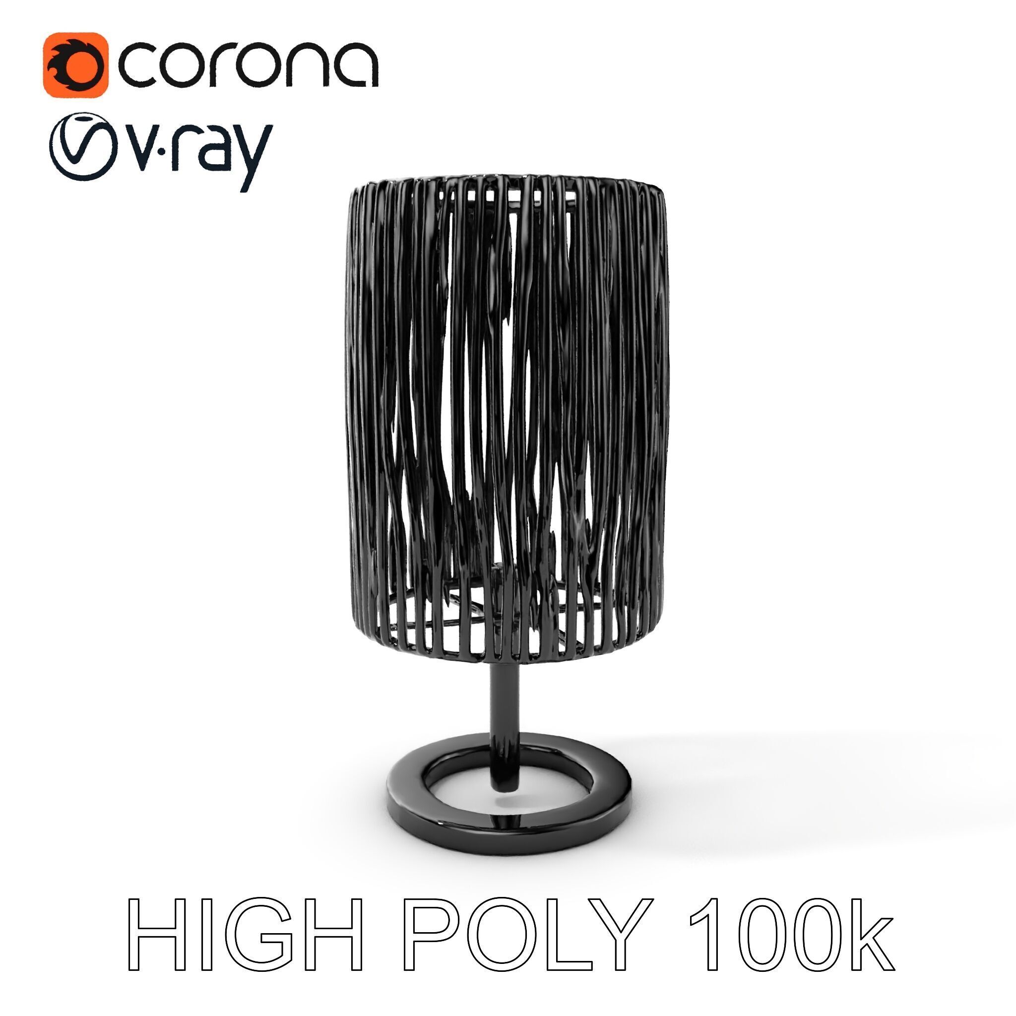Modern Bamboo Table Lamp Model Pack Low-poly 3D model_8