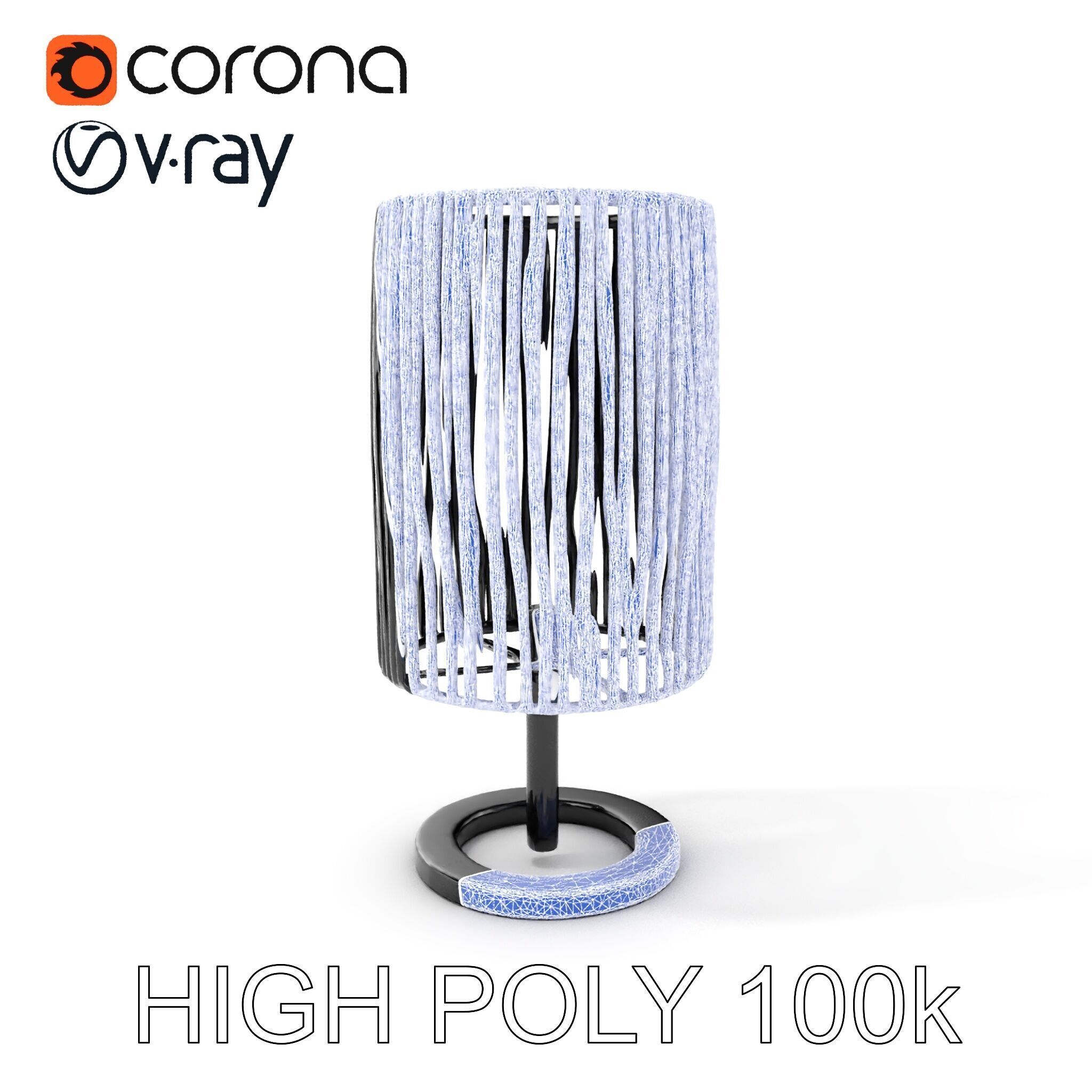 Modern Bamboo Table Lamp Model Pack Low-poly 3D model_24