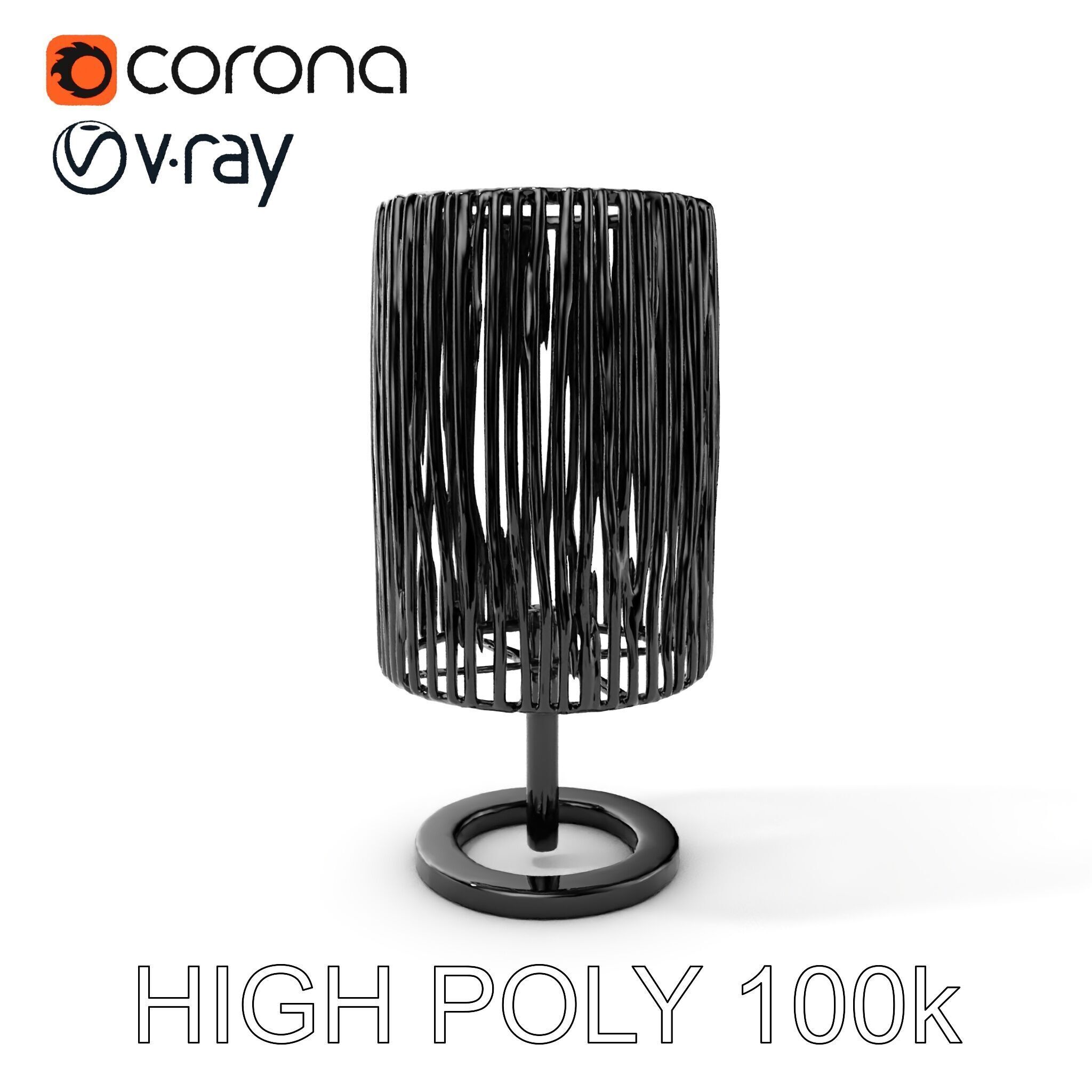 Modern Bamboo Table Lamp Model Pack Low-poly 3D model_9