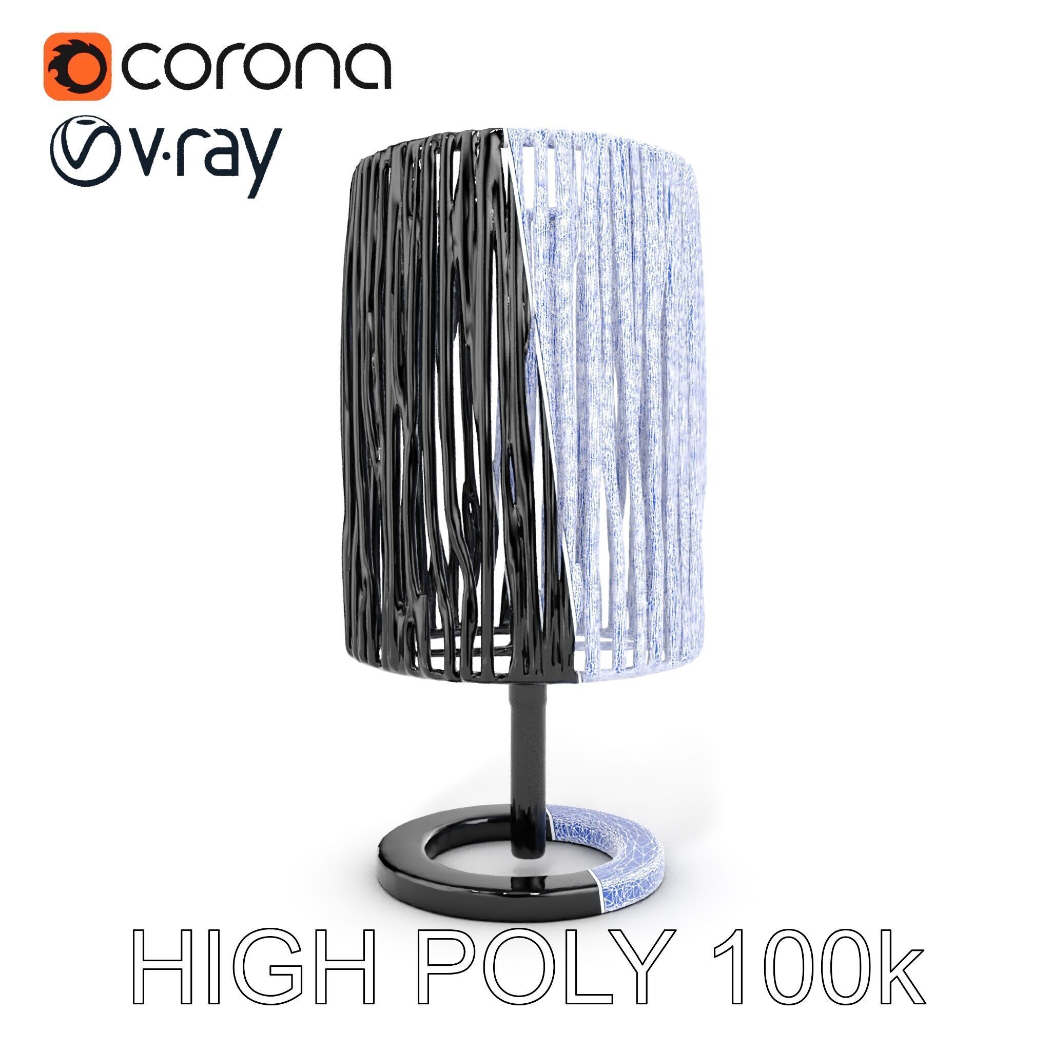 Modern Bamboo Table Lamp Model Pack Low-poly 3D model_31