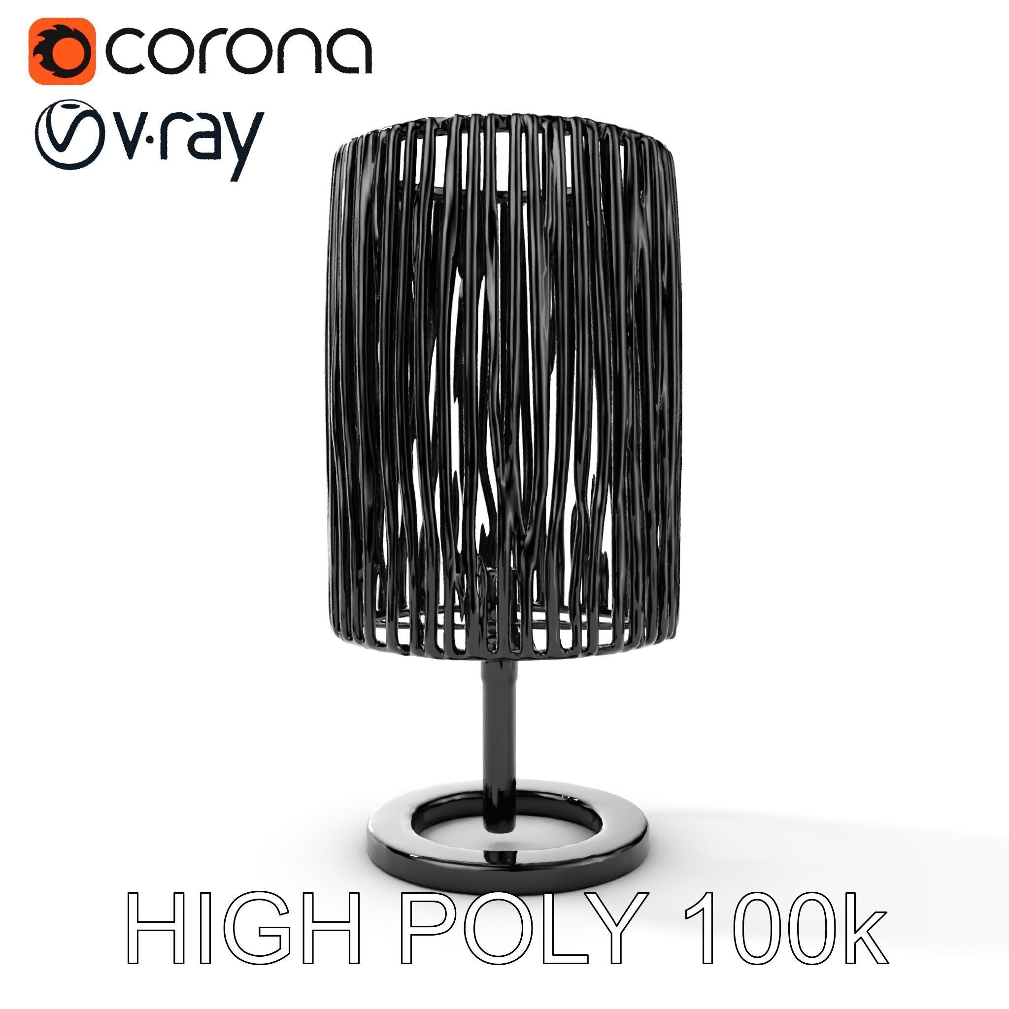 Modern Bamboo Table Lamp Model Pack Low-poly 3D model_22