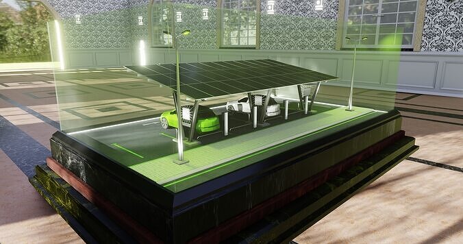 Solar Carport Type-1 3x12 Panels Diorama 3D model