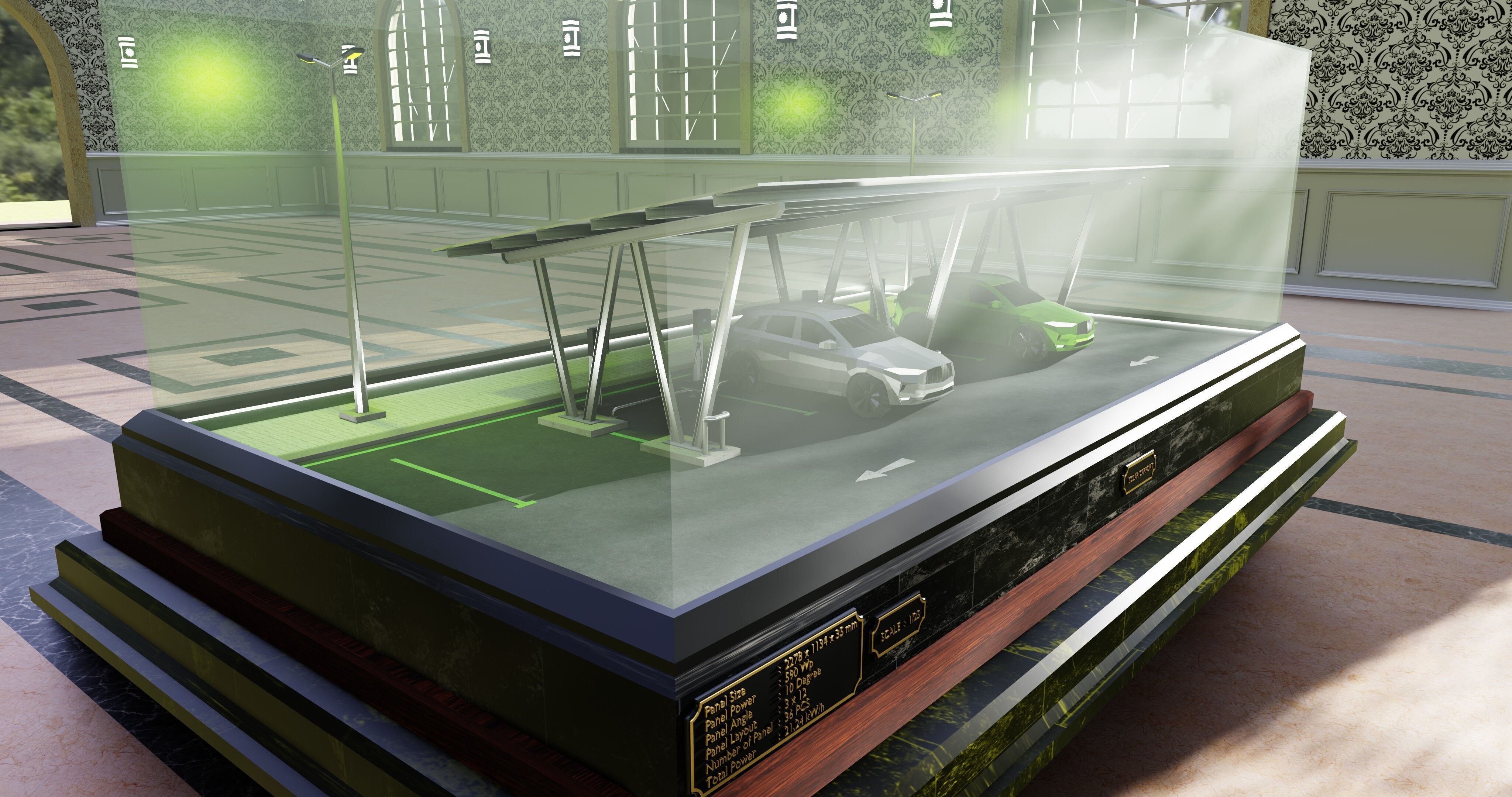 Solar Carport Type-2 3x12 Panels Diorama 3D model_5