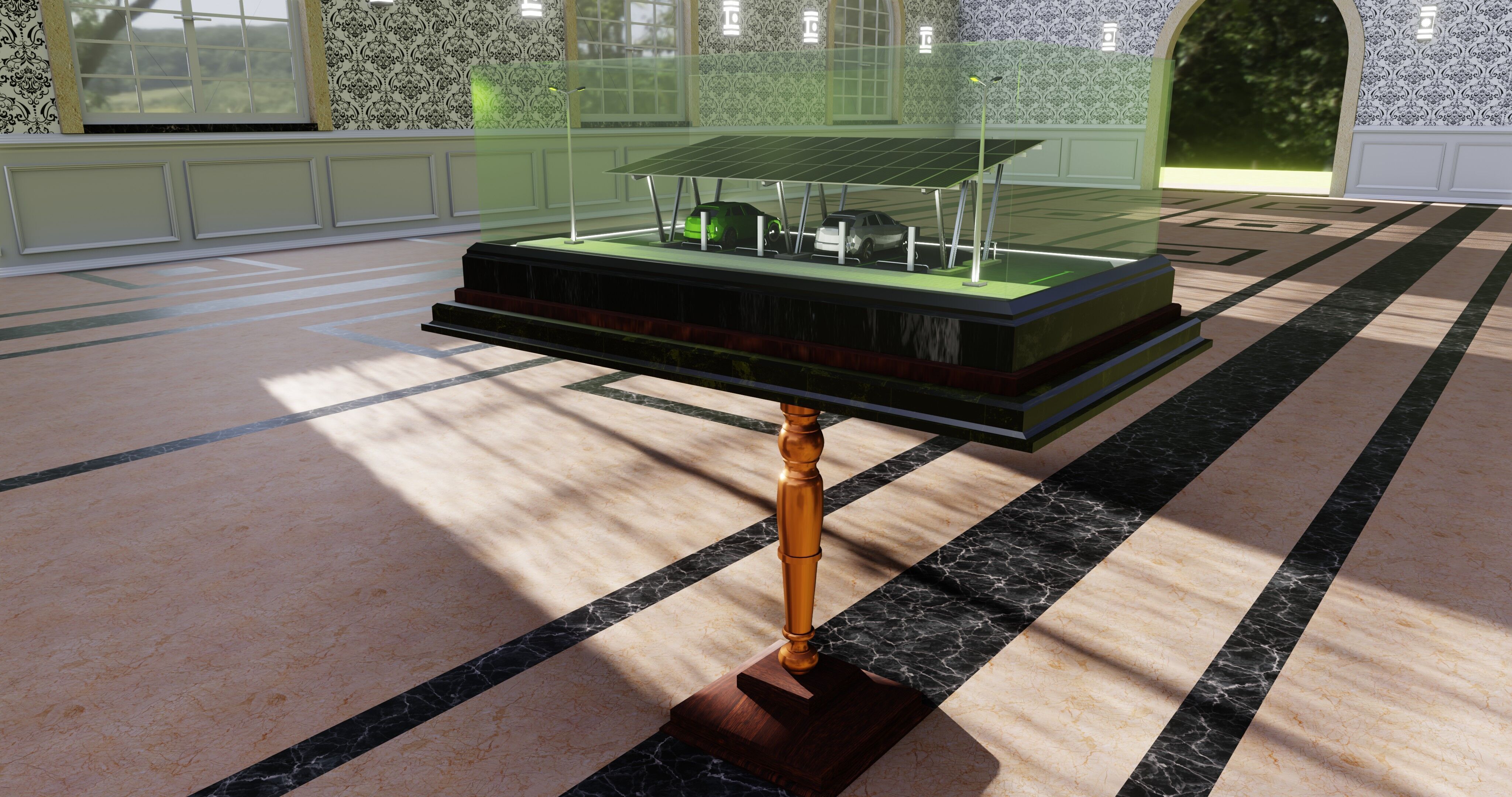 Solar Carport Type-2 3x12 Panels Diorama 3D model_28