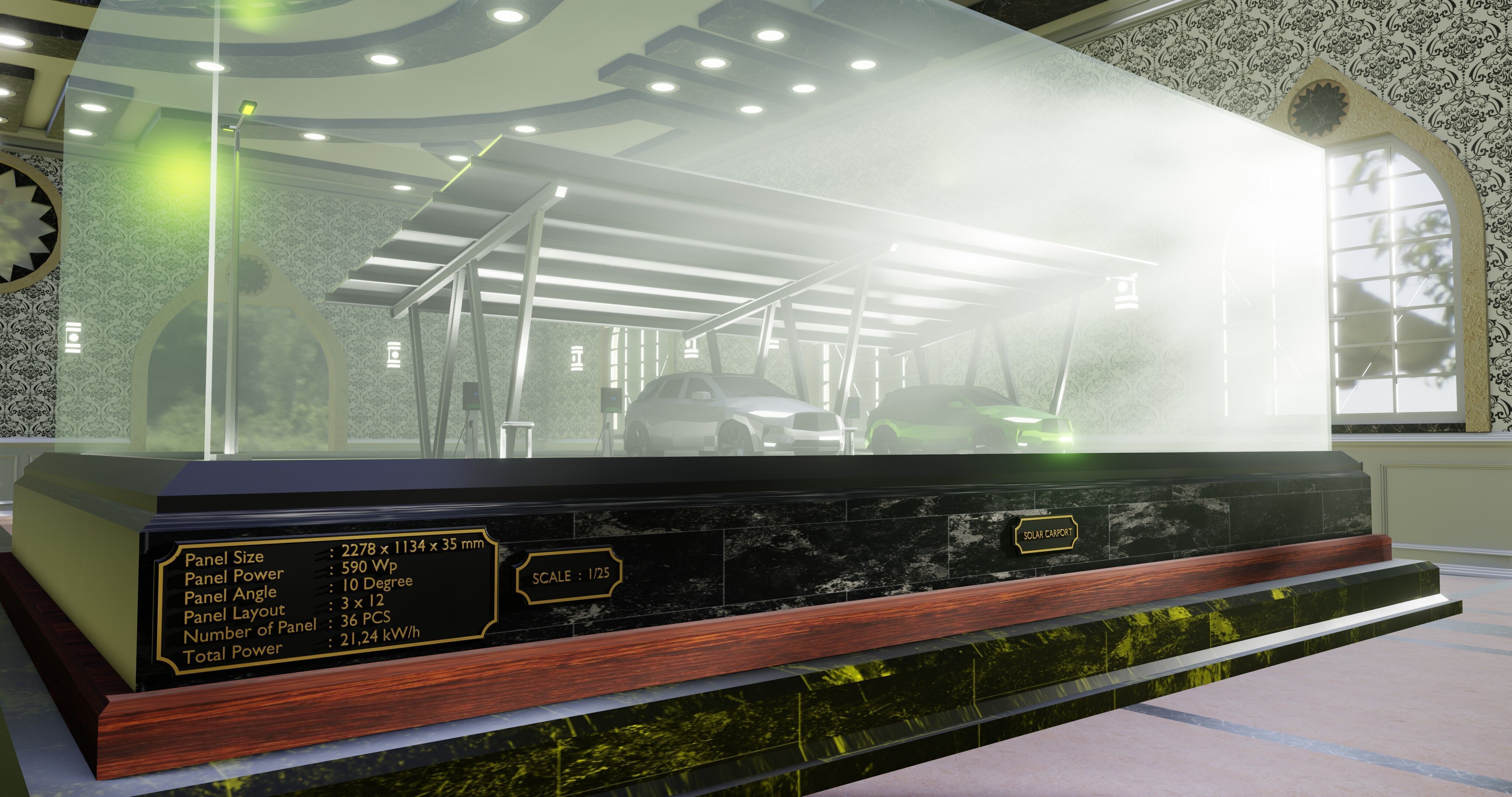 Solar Carport Type-2 3x12 Panels Diorama 3D model_3