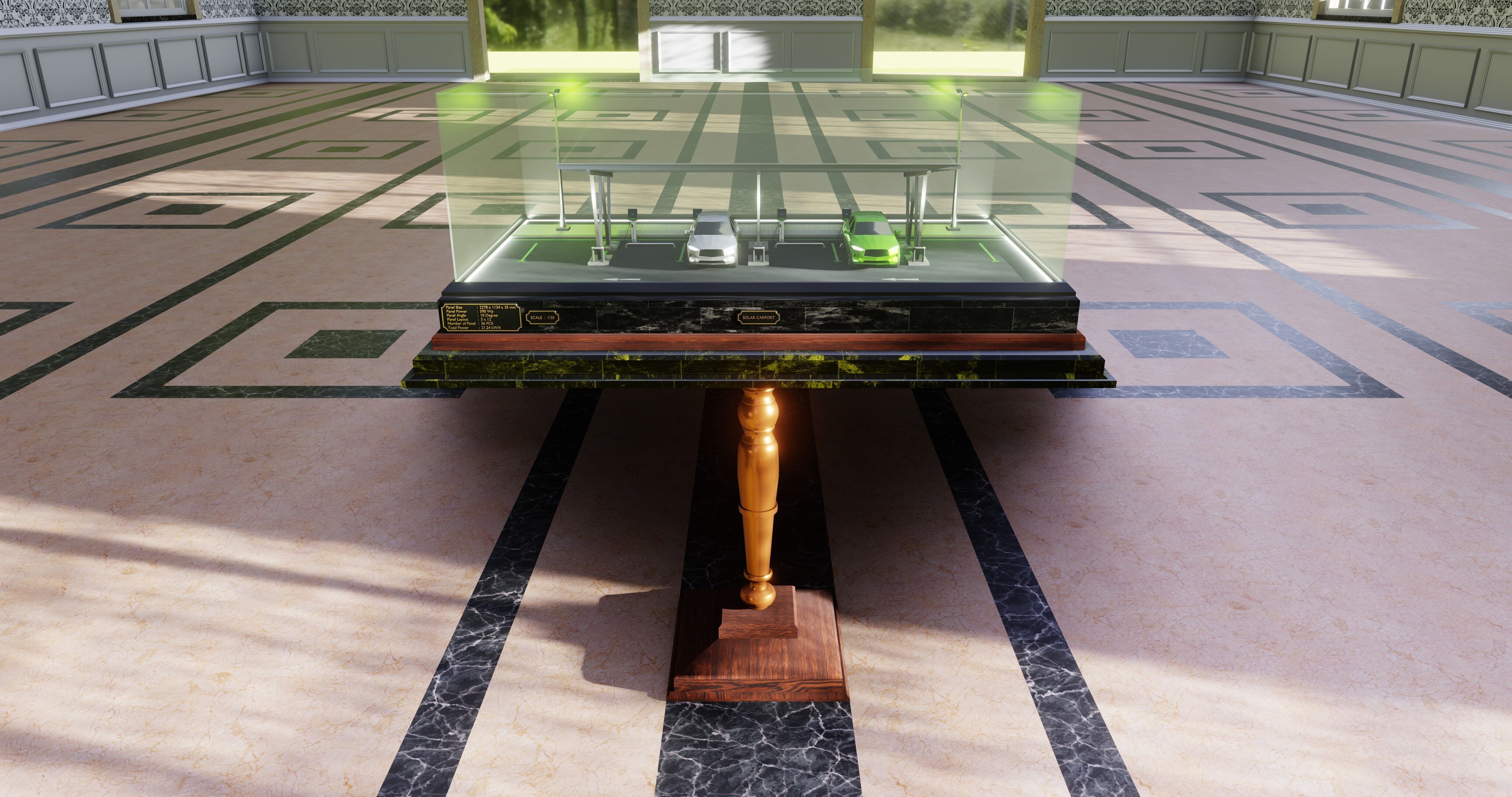 Solar Carport Type-2 3x12 Panels Diorama 3D model_12