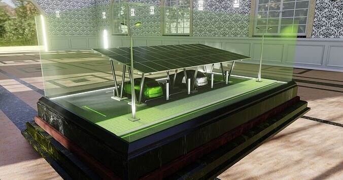 Solar Carport Type-2 3x12 Panels Diorama 3D model