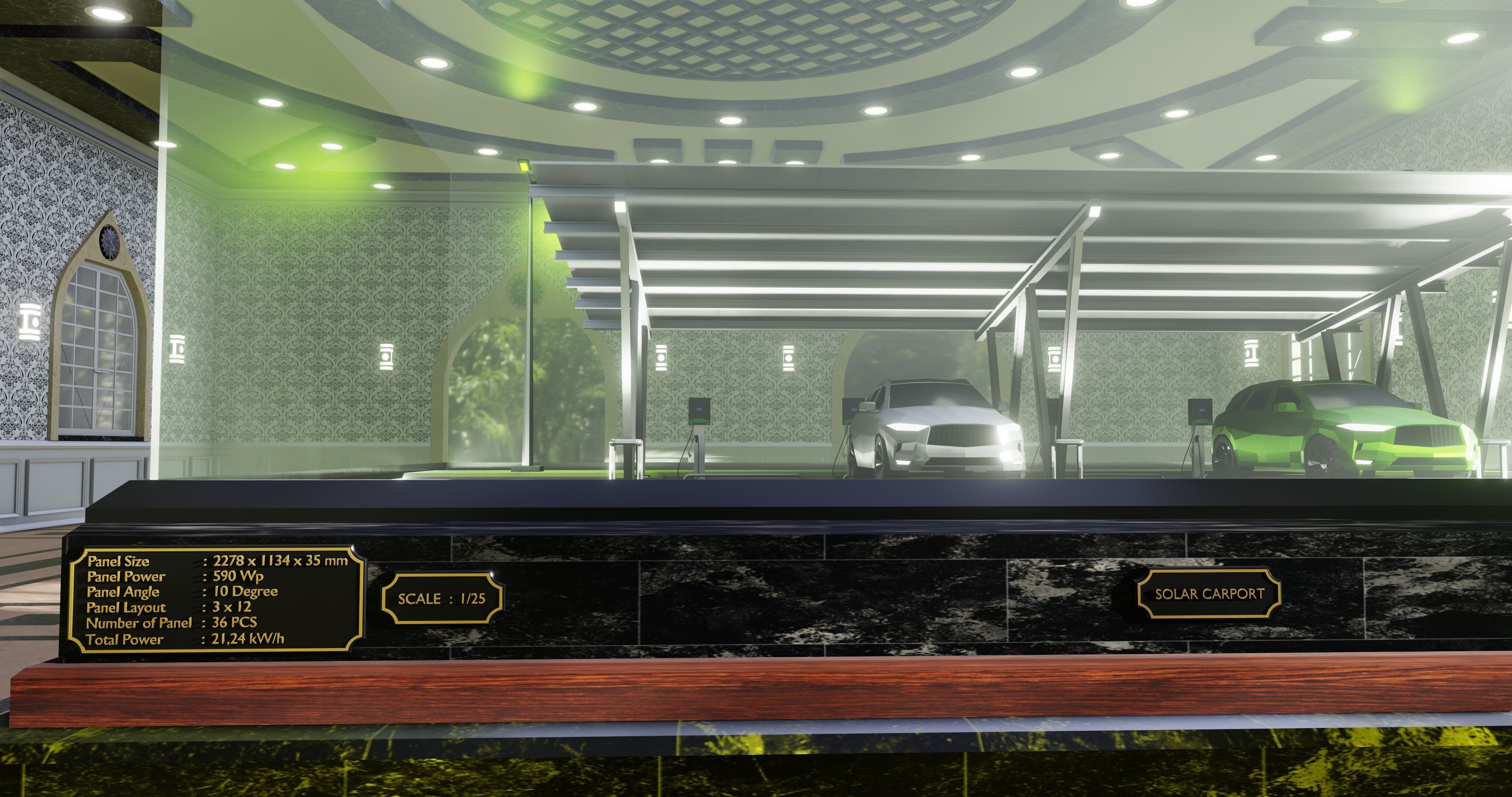 Solar Carport Type-2 3x12 Panels Diorama 3D model_4