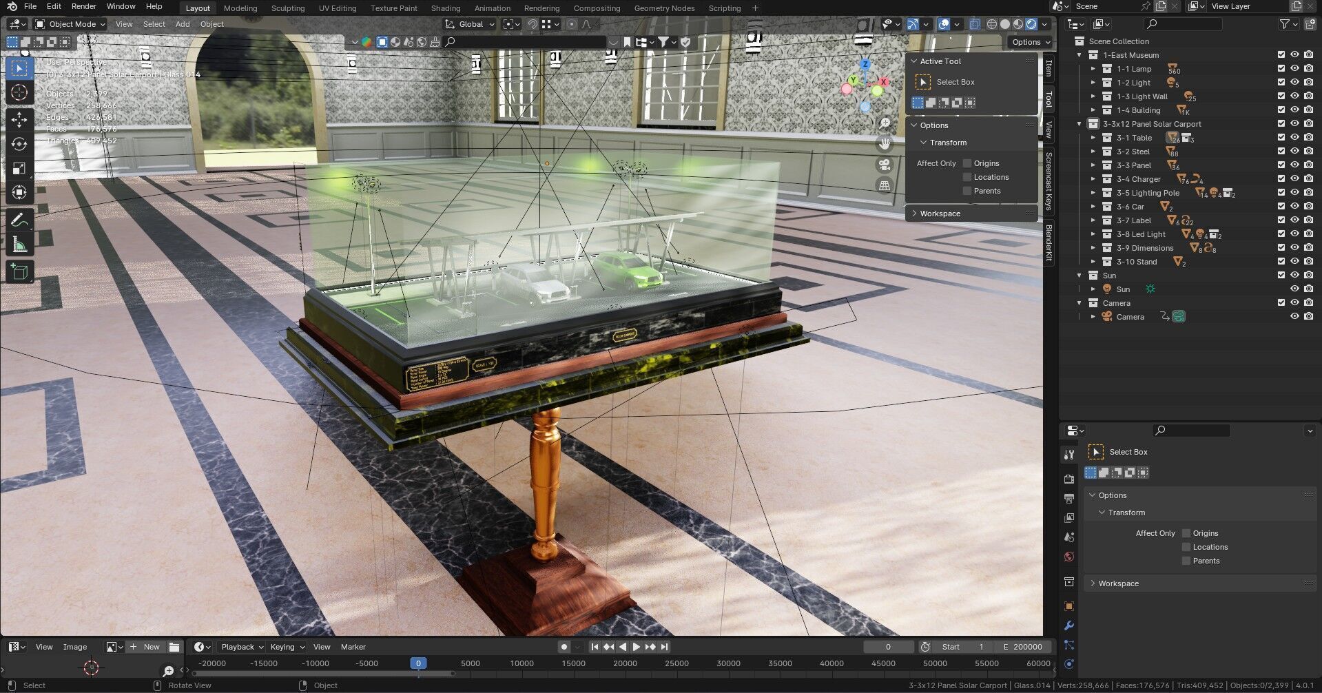 Solar Carport Type-2 3x12 Panels Diorama 3D model_24